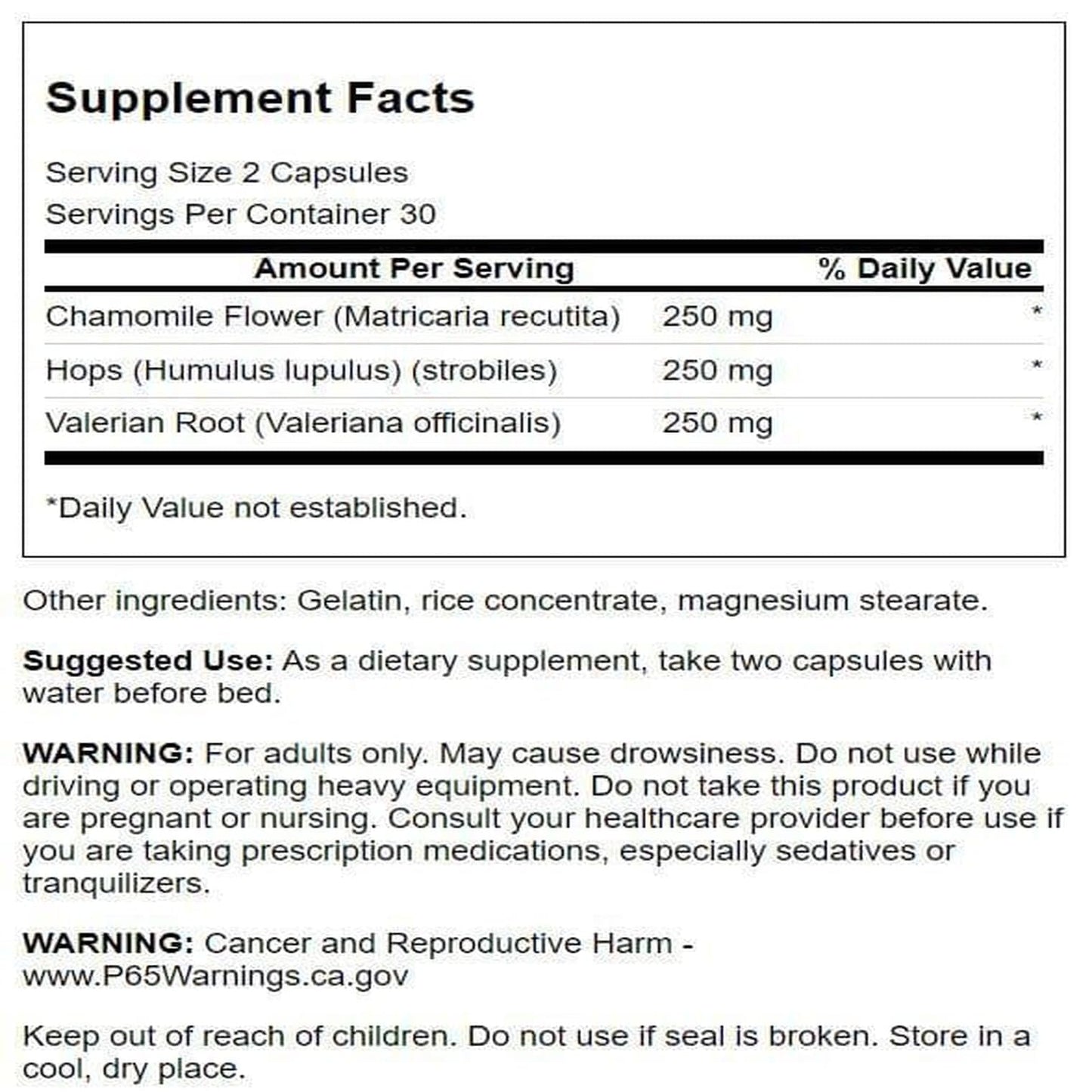Swanson Valerian Chamomile & Hops, 120 Capsules