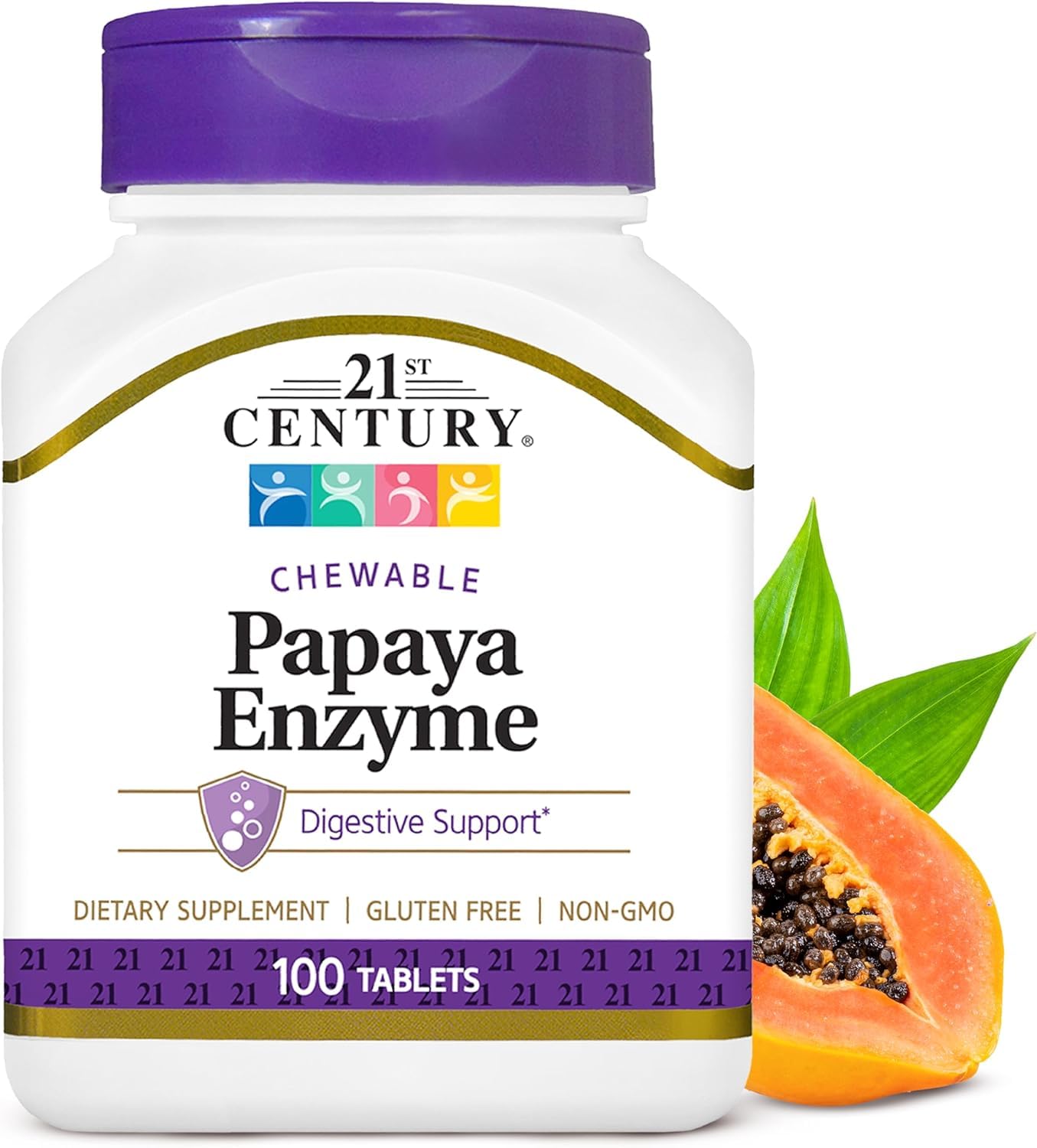 21st Century Papaya Enzyme Chewable Tablets, 200 Tablets