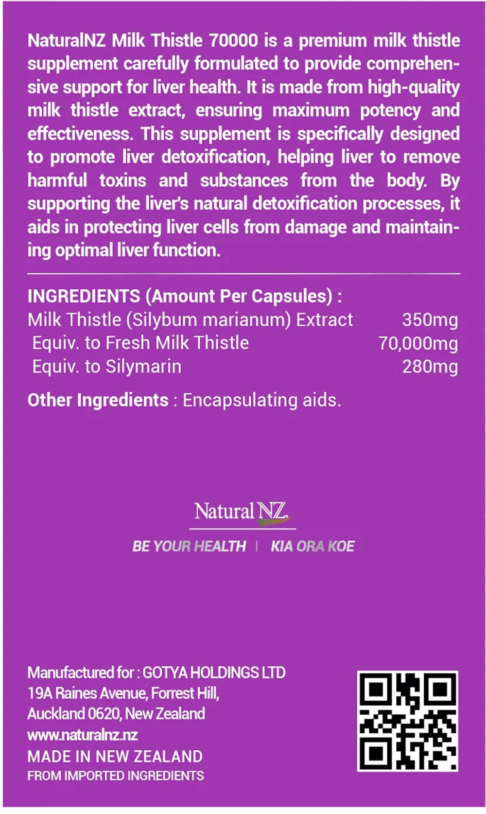 Natural NZ Milk Thistle 70000 1-A-Day Capsules, 60 Count