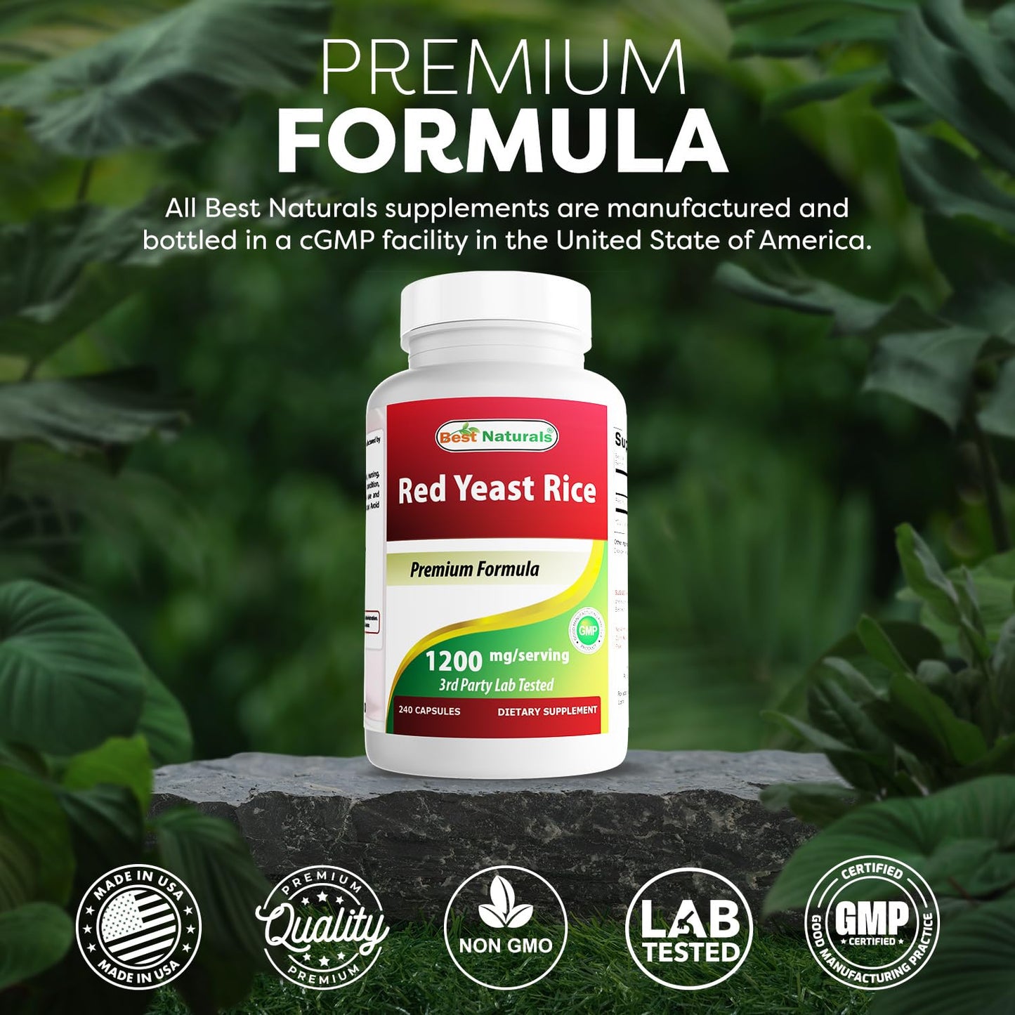 Best Naturals Red Yeast Rice 1200mg Per Serving Capsule, 240 Count
