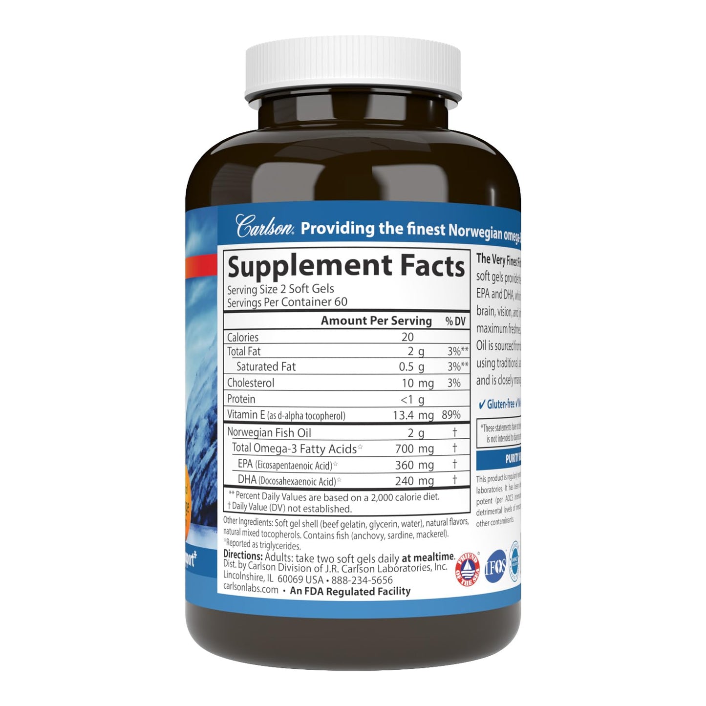 Carlson The Very Finest Fish Oil 700 mg Omega-3s Orange Softgels 120