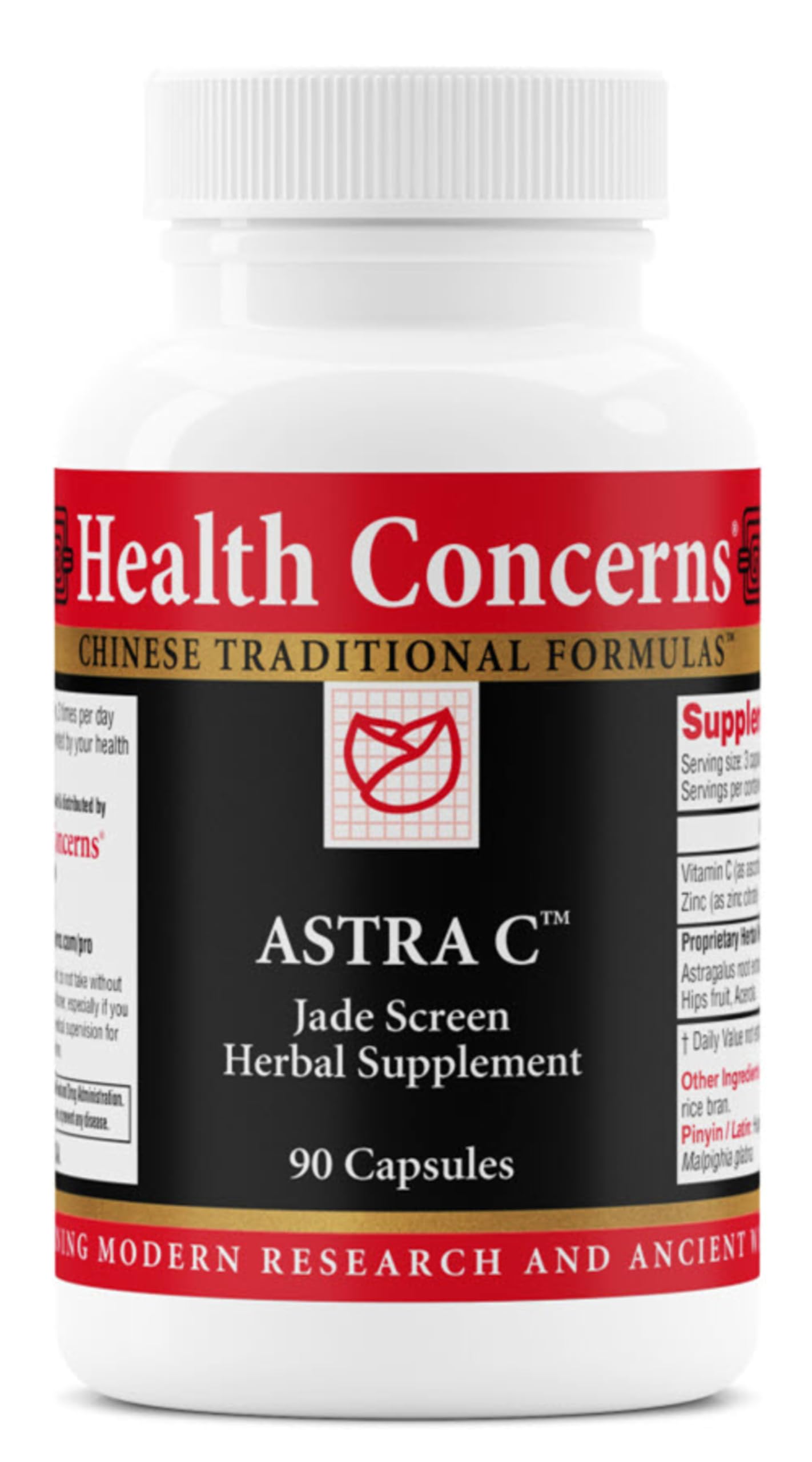 Health Concerns Astra C Immune Support, Cold Prevention & Antioxidant Formula with Vitamin C, Zinc, Astragalus, Atractylodes, Rose HIPS & Acerola Natural Chinese Herbal Supplement, 90 Capsules