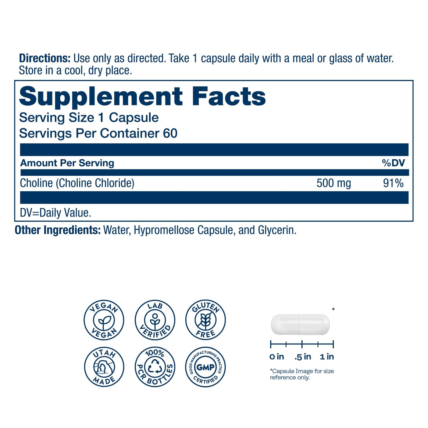 SOLARAY Choline 500 mg Capsule 60 Count