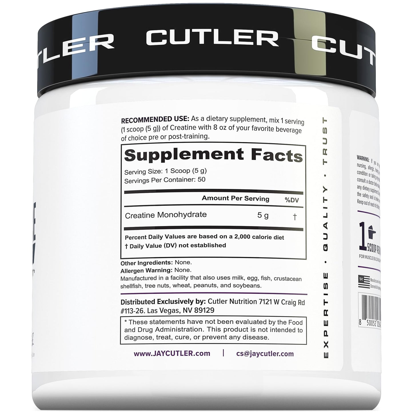 Cutler Nutrition Pure Creatine Monohydrate Powder 50 Servings