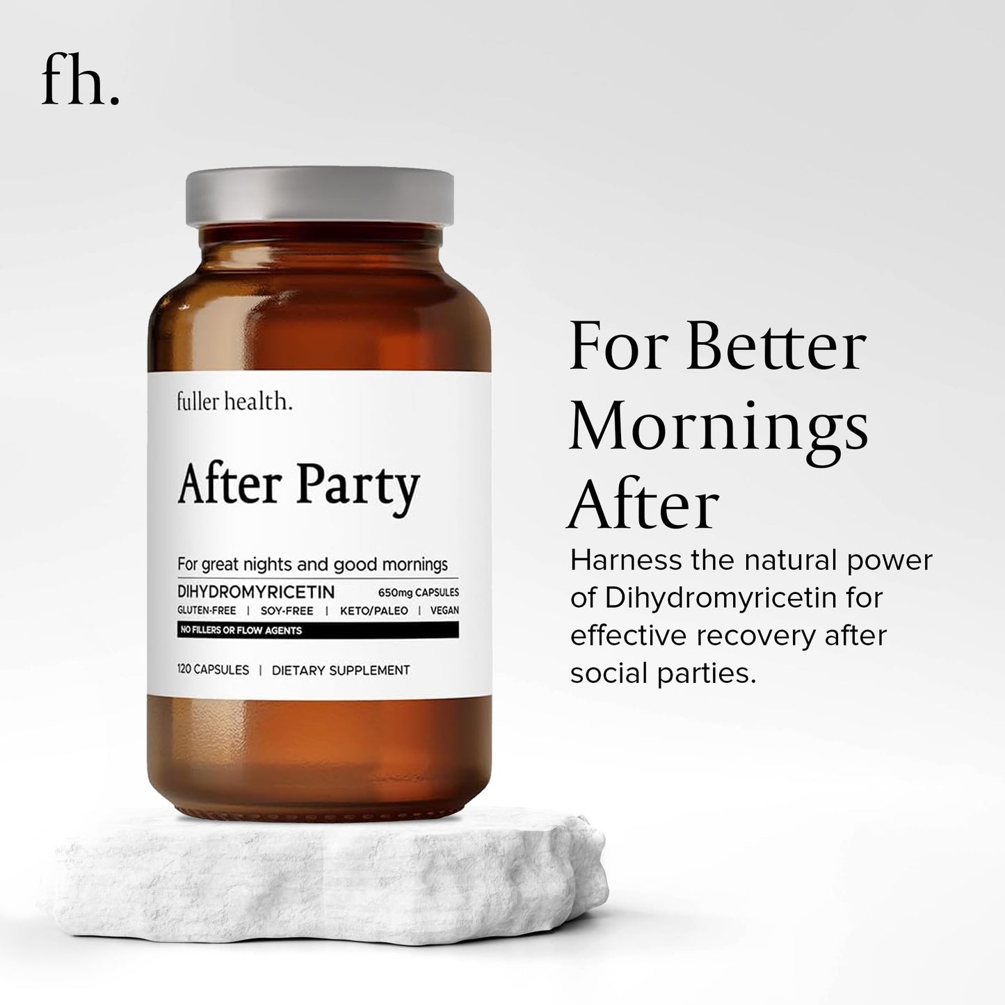 Fuller Health After Party DHM Supplement 650mg Pure Dihydromyricetin No Fillers Post-Celebration Recovery Supports Liver Function, Energy & Morning Clarity Capsules 360