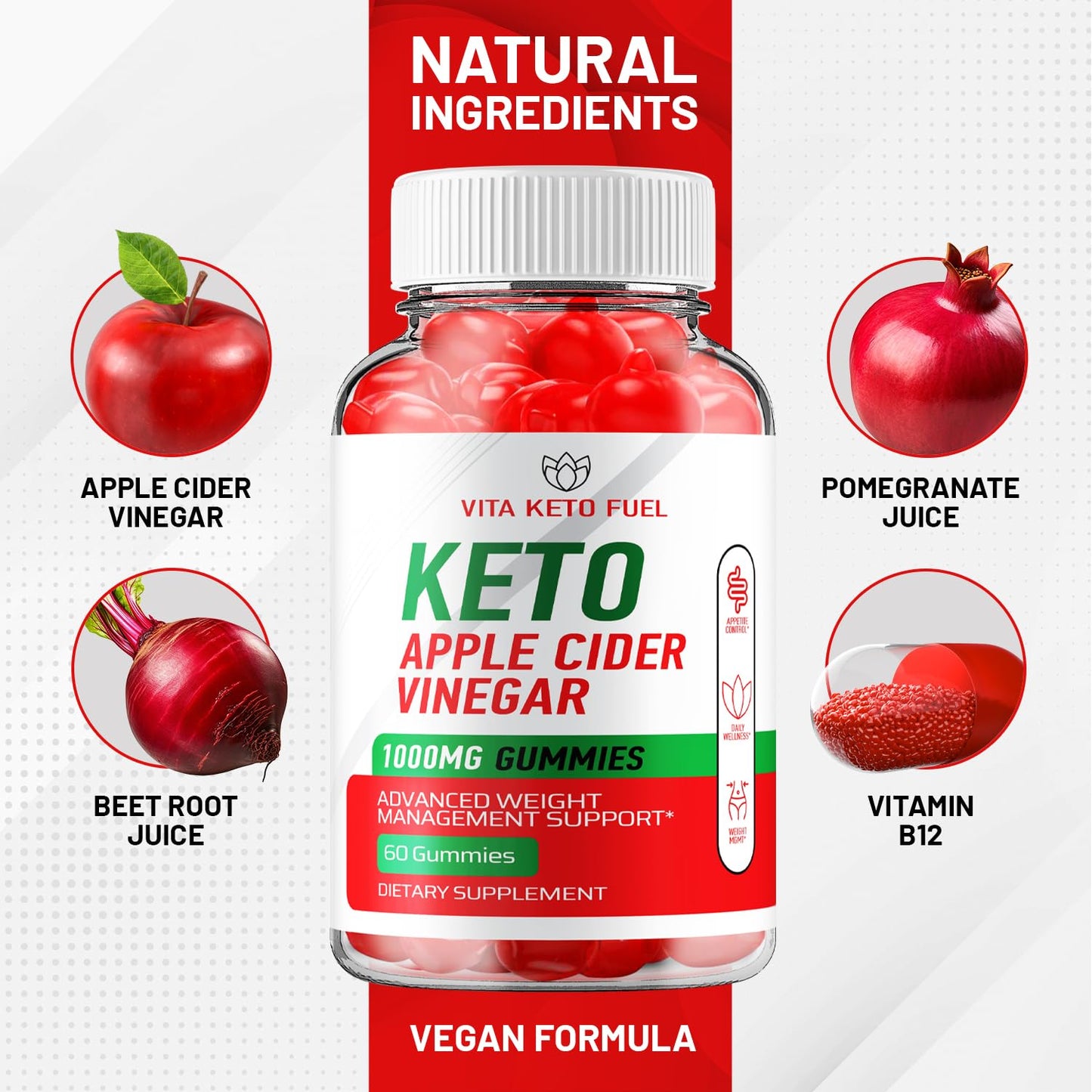 Indelo Vita Keto Fuel ACV Gummies, 300 Gummies