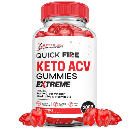 Justified Laboratories Quick Fire Keto ACV Gummies Extreme 2000MG, 60 Count