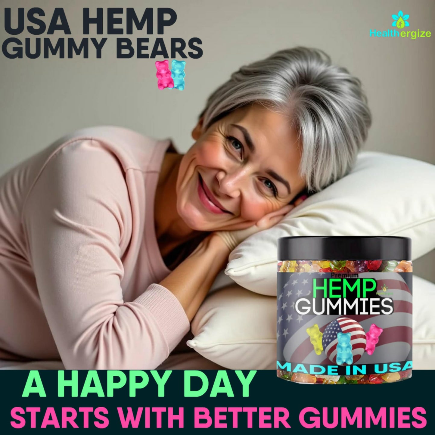Healthergize Hemp Gummies Calm Sleep and Relaxation Chewable 96 Count
