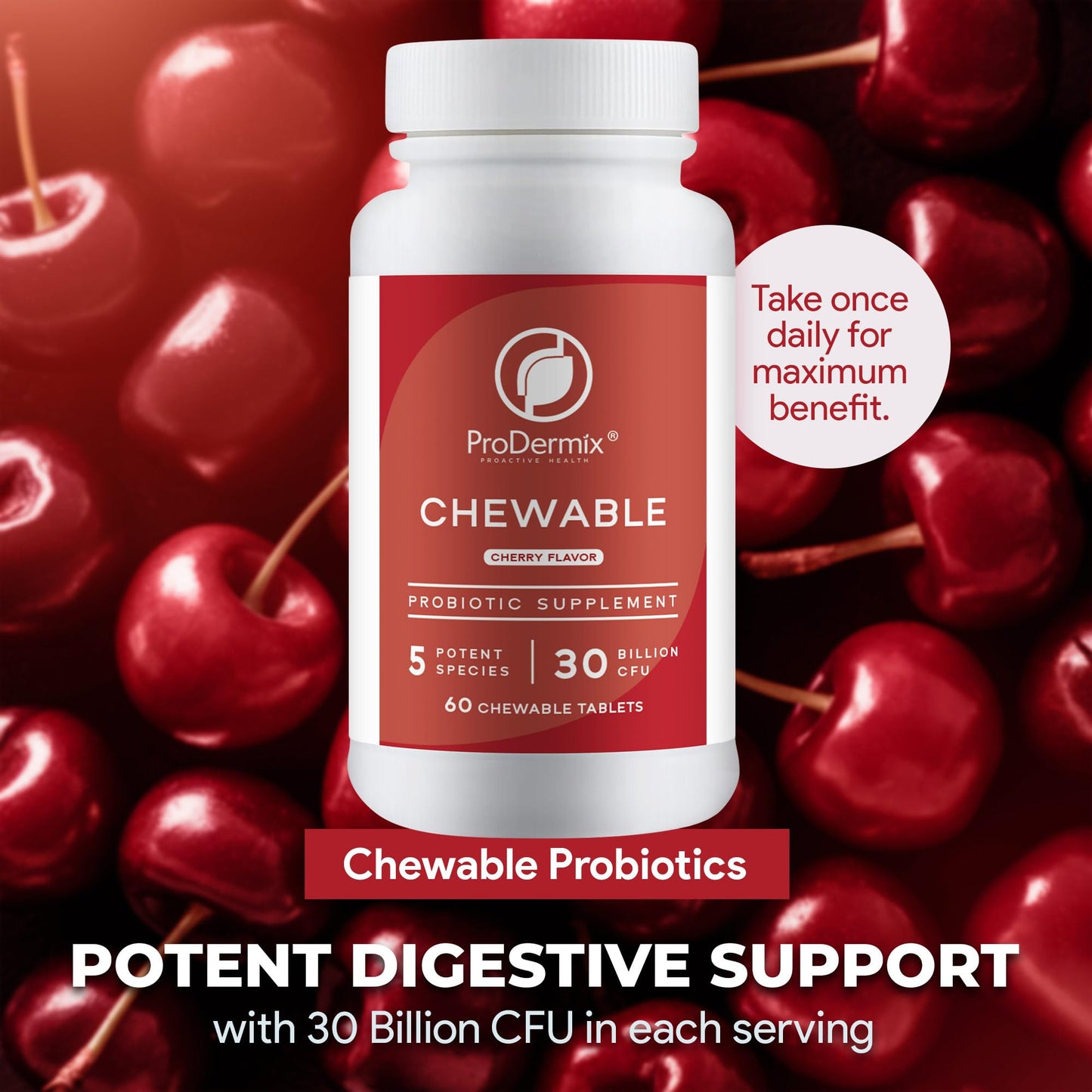 PRODERMIX Chewable Probiotic 60 Tablets