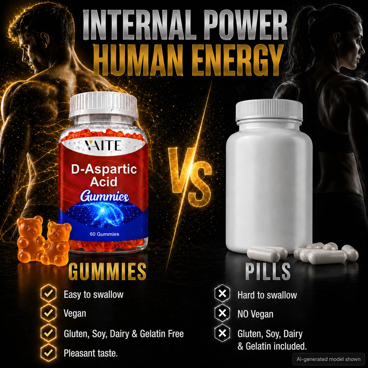 VAITE D-Aspartic Acid Gummies 60 Gummies