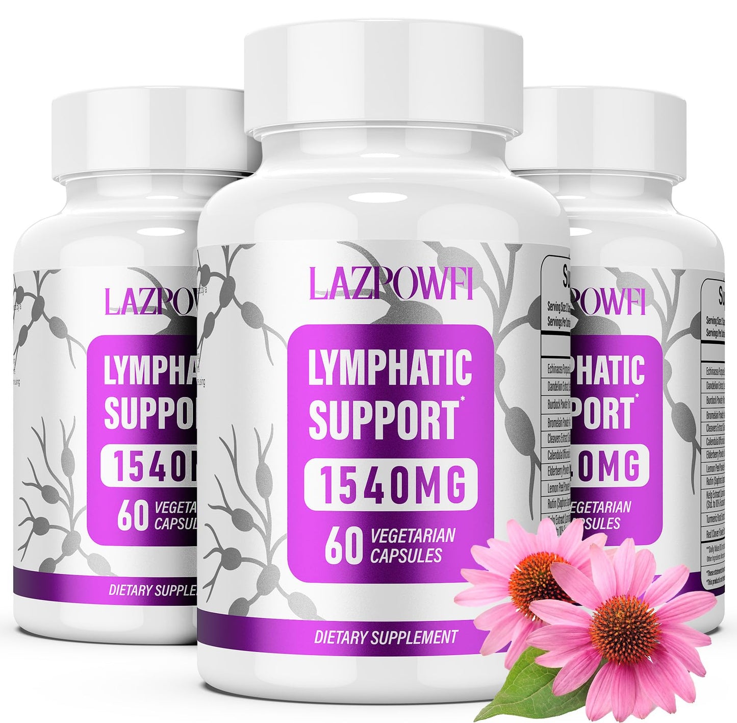 Lazpowfi Lymphatic Drainage Supplements, 180 Capsules