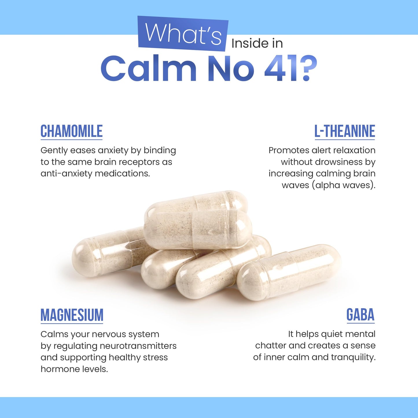 Mind Soak Calm No. 41 Magnesium Glycinate & L-Theanine Stress Relief Supplement with NAC and Apigenin, 90 Capsules