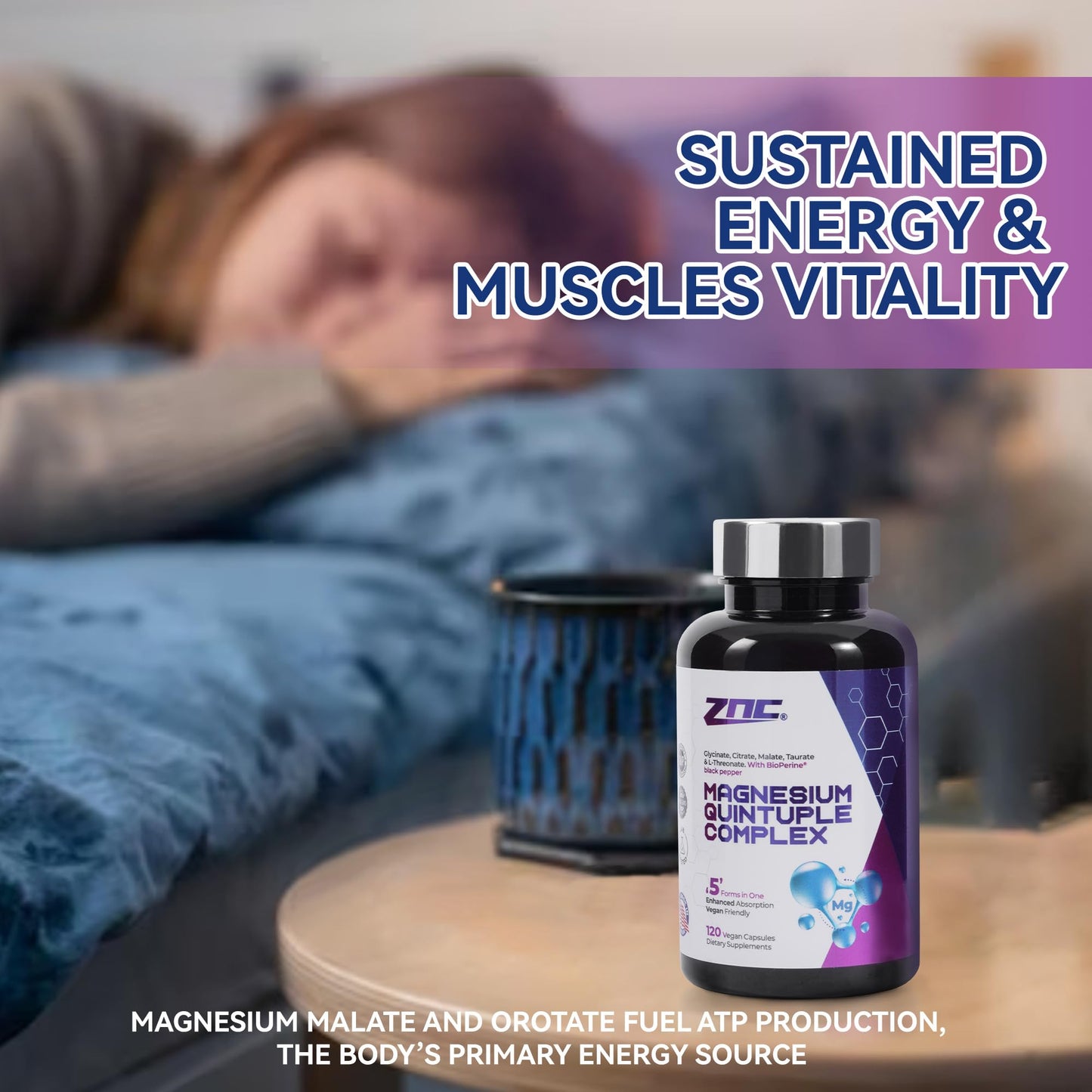 ZNC Magnesium Complex 810mg with 8 Forms Including Glycinate & Citrate, Chelated for Absorption, Bone Heart Muscle Support Softgels 120