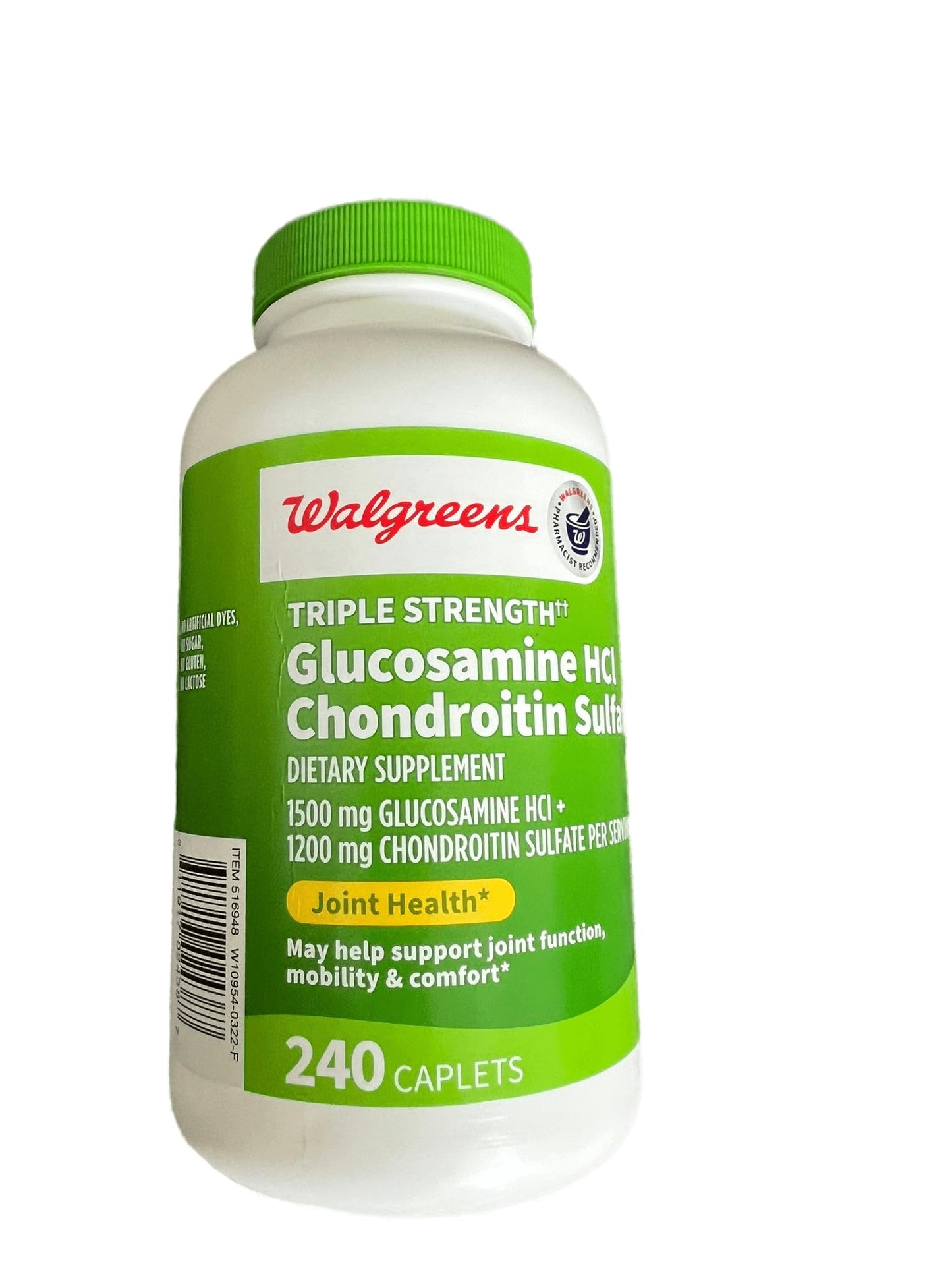 Walgreens Glucosamine Chondroitin Triple Strength 1500 mg Glucosamine HCl 1200 mg Chondroitin Caplets 240