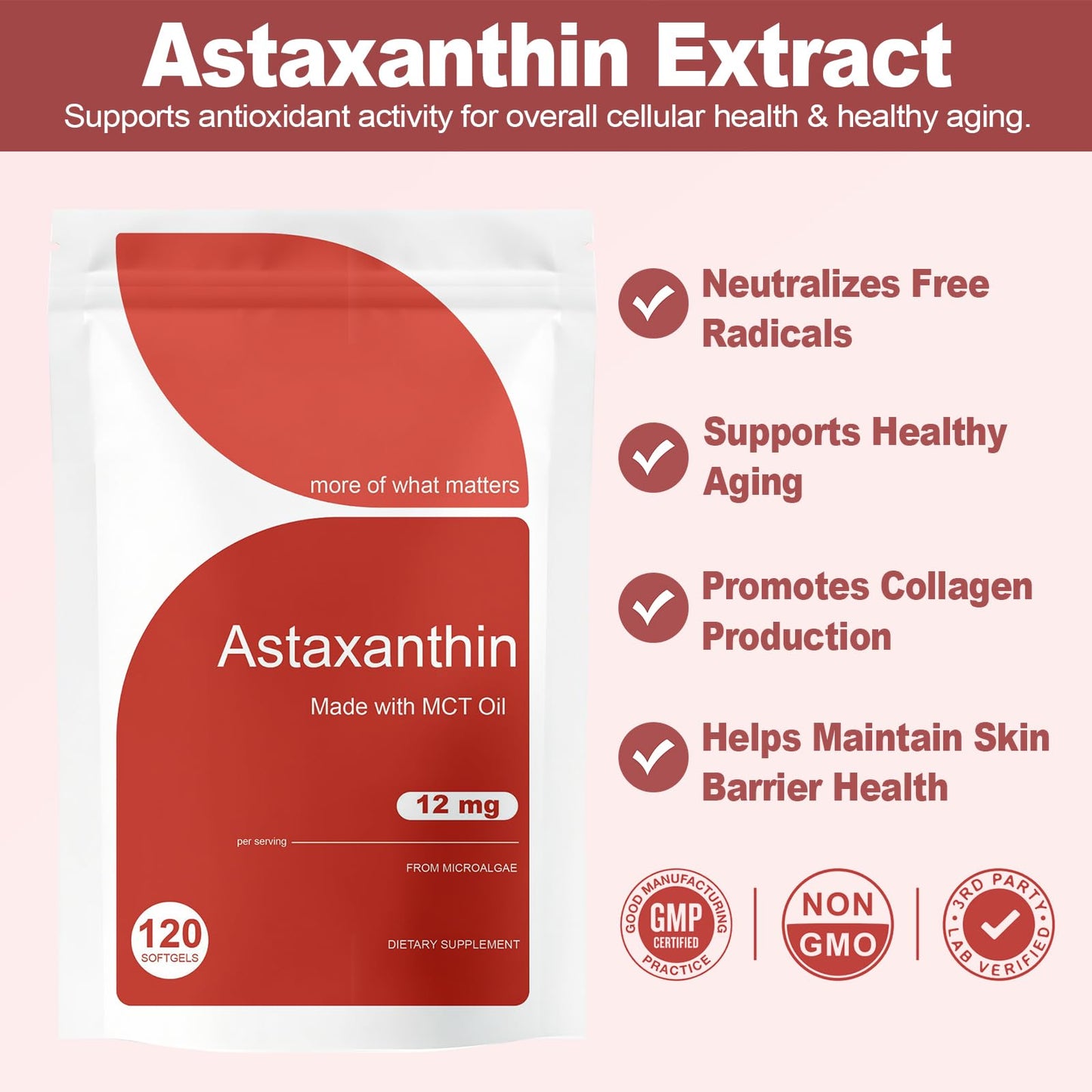 PIRTA Astaxanthin 12mg Softgels, 120 Softgels