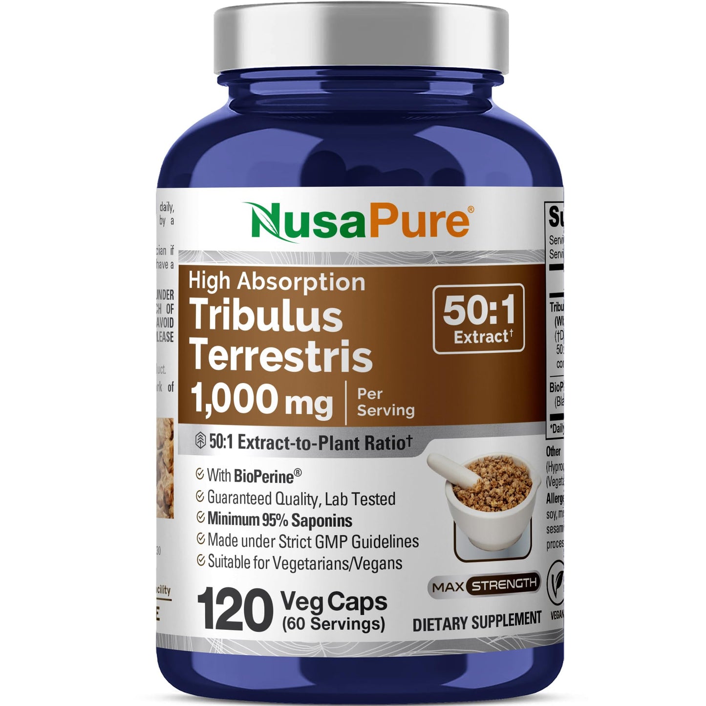 NusaPure Tribulus Terrestris 1000 mg, 120 Capsules