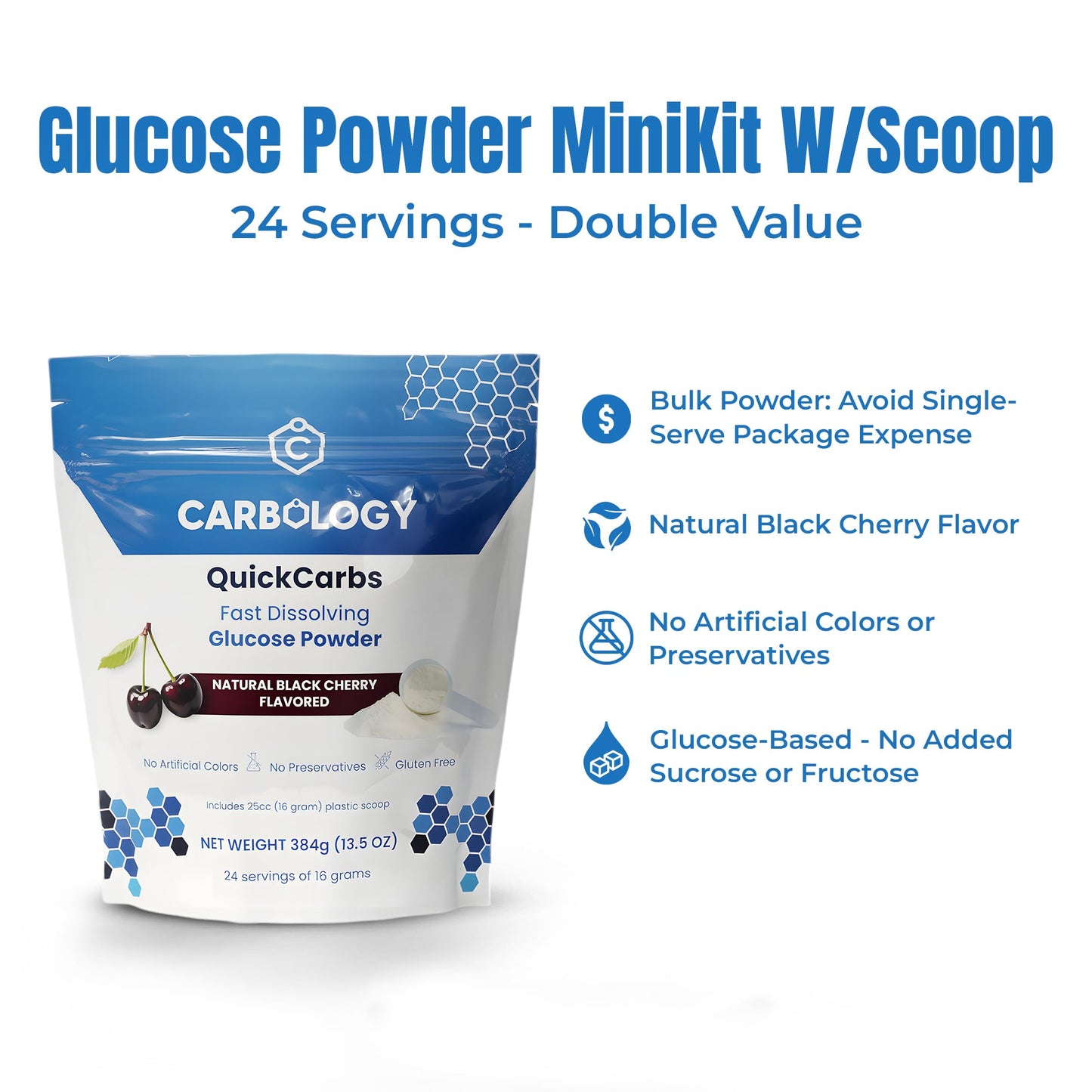 Carbology QuickCarbs Fast-Dissolving Glucose Powder Energy Blend 13.5 g per serving