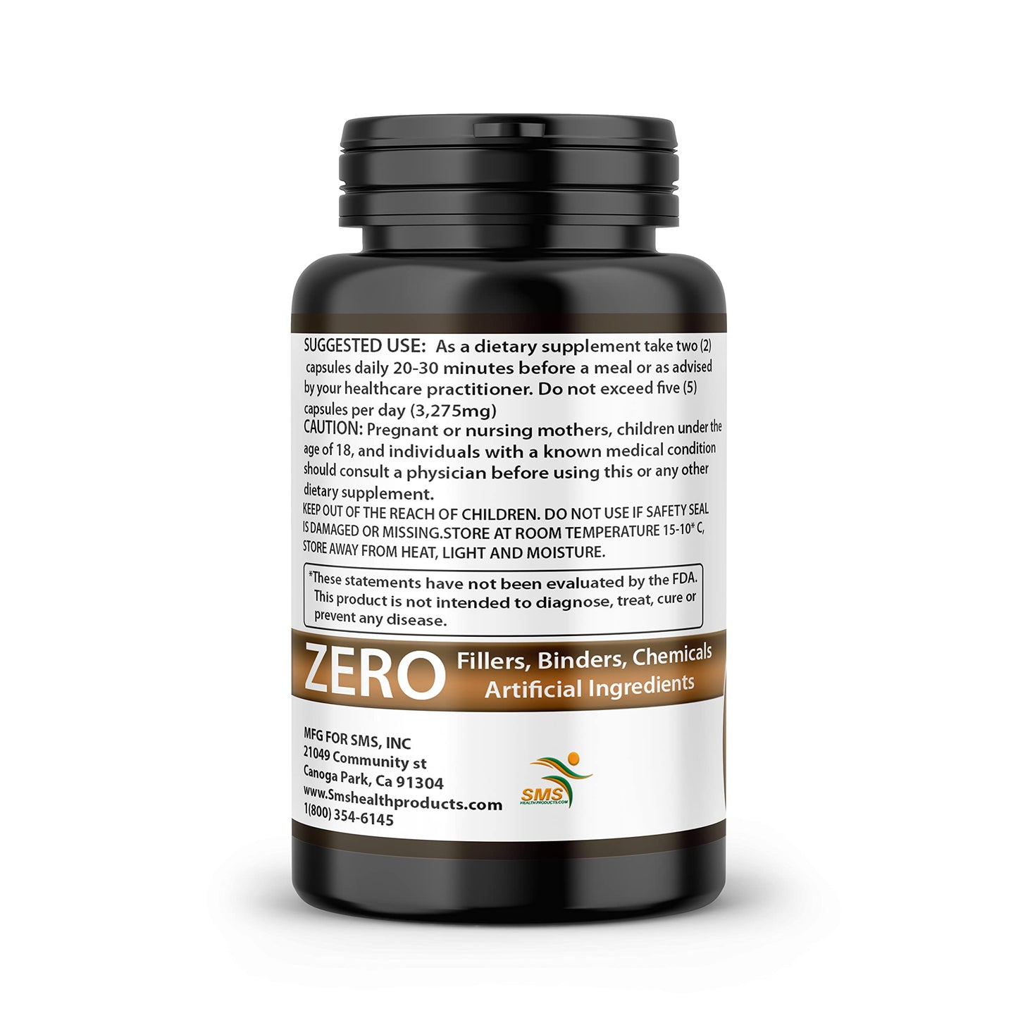 SMSHEALTHPRODUCTS.com Ashwagandha with Black Pepper Capsules 60 Capsules