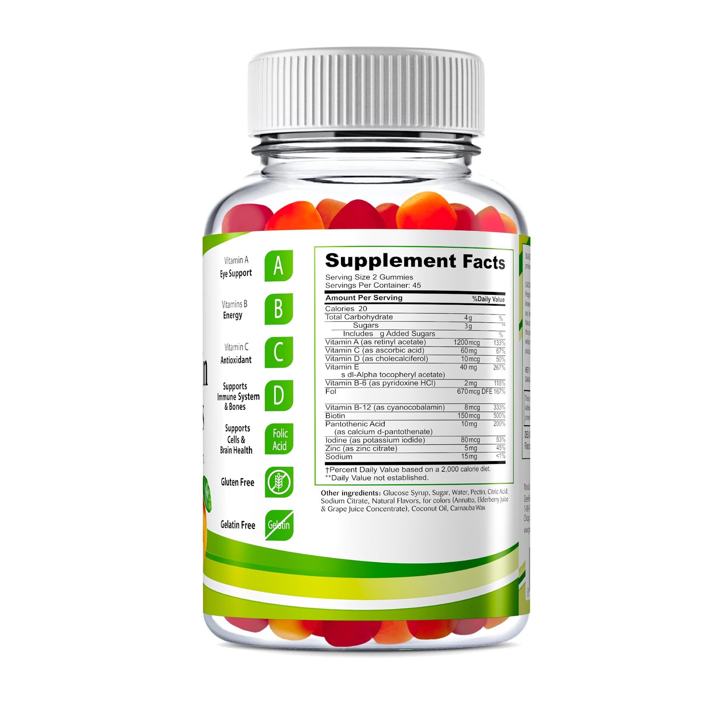 Green Field Nutritions Halal Multivitamin Gummies for Adults Gelatin-Free Chewable Multivitamin with Vitamin D3, B6, B12, Zinc & C – Halal Vitamins for Men and Women, 90 Gummies