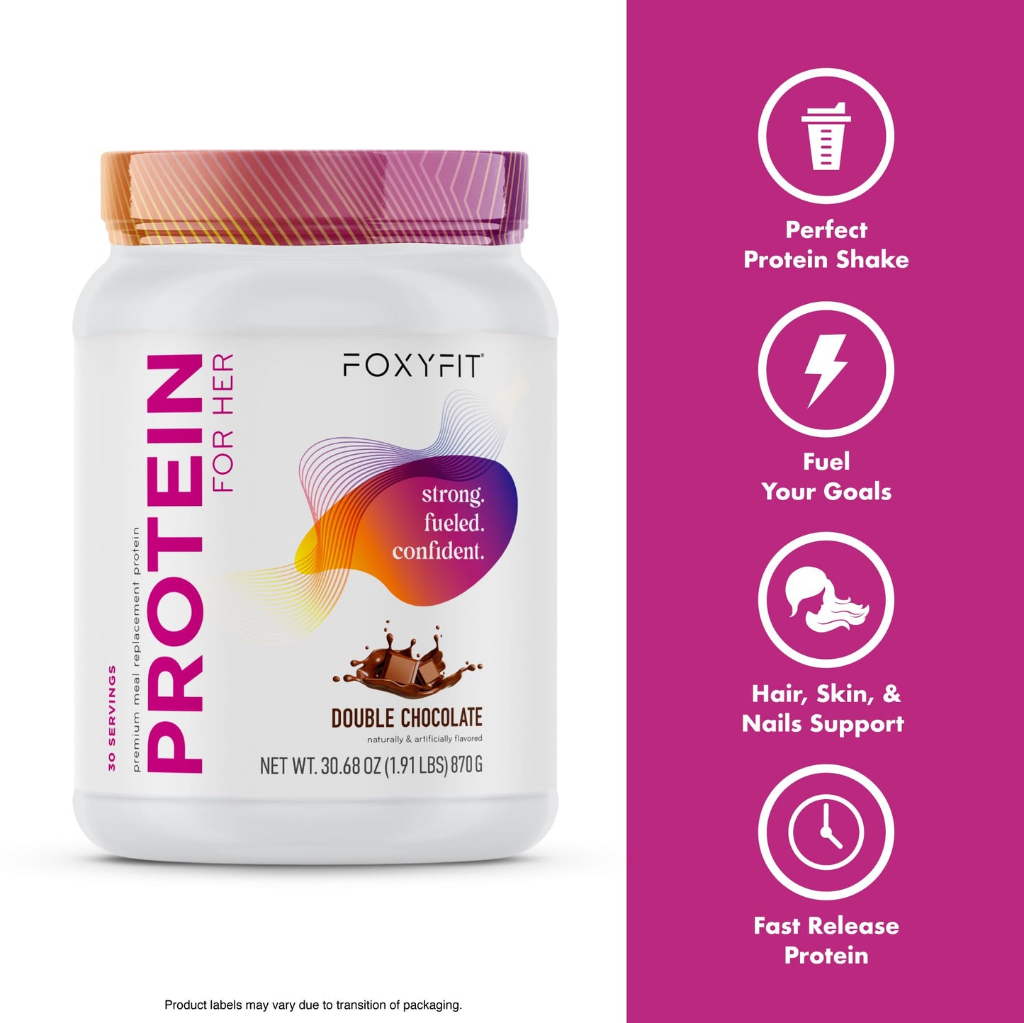 FoxyFit Protein for Her Vanilla Cupcake Whey Protein Powder with CLA and Biotin for a Healthy Glow, 29.6 Servings
