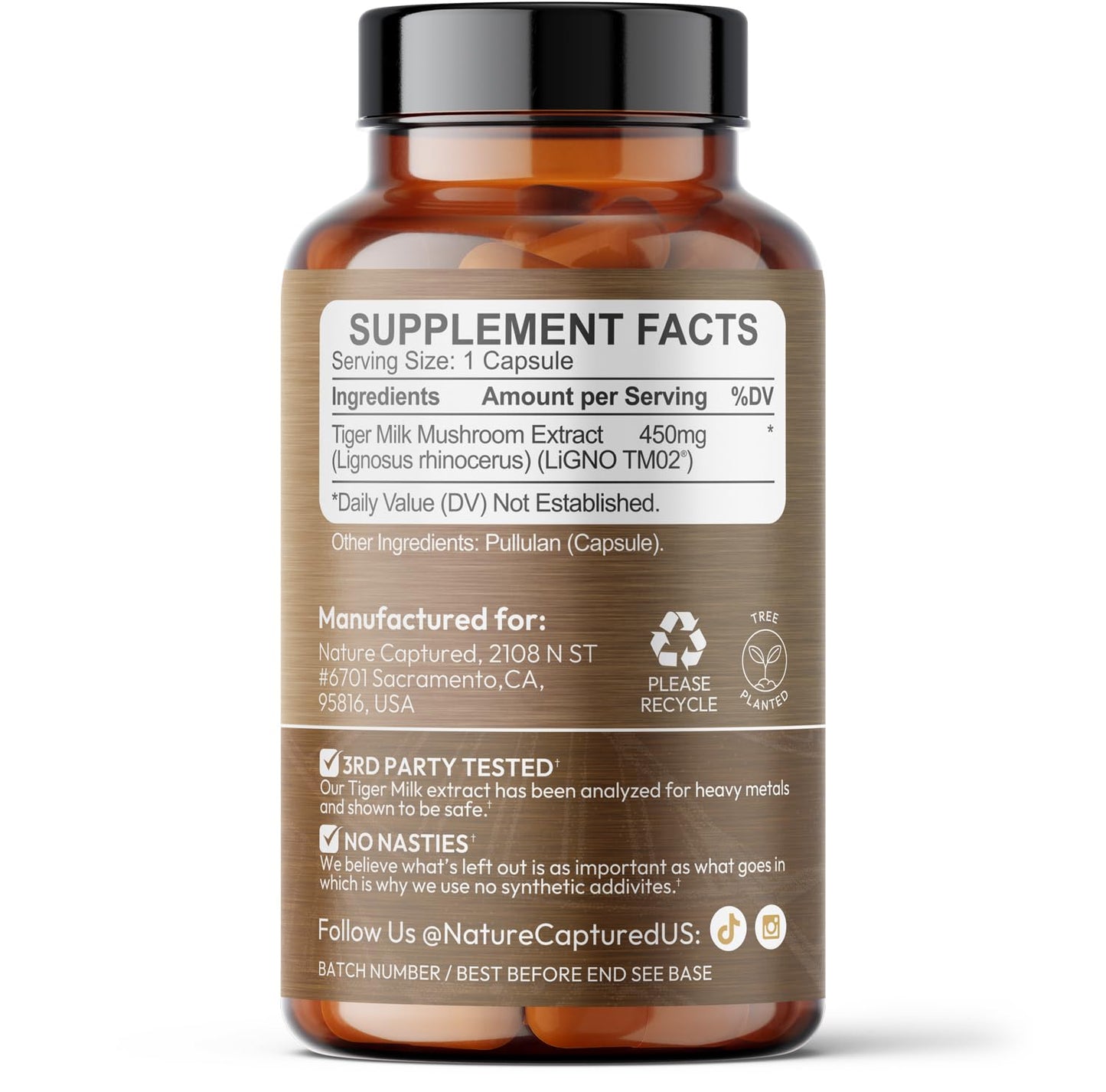 Nature Captured Tiger Milk Mushroom Extract LiGNO TM02 Capsule 60 Count