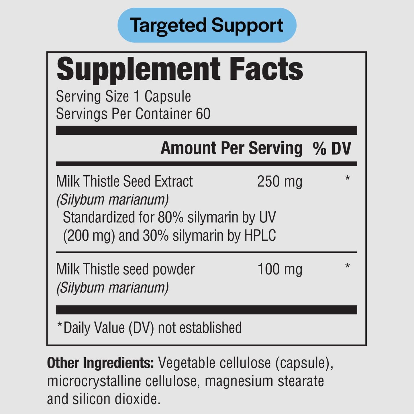 PureFormulas Milk Thistle Supreme 250 mg – Liver Health & Antioxidant Support – Non-GMO Vegetarian Capsules, 60 Count