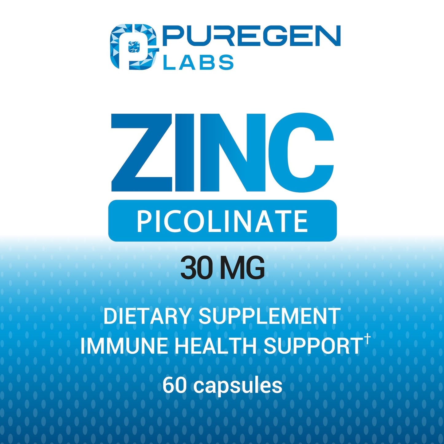 P Puregen Labs Zinc Picolinate 30mg Capsules 60 Count