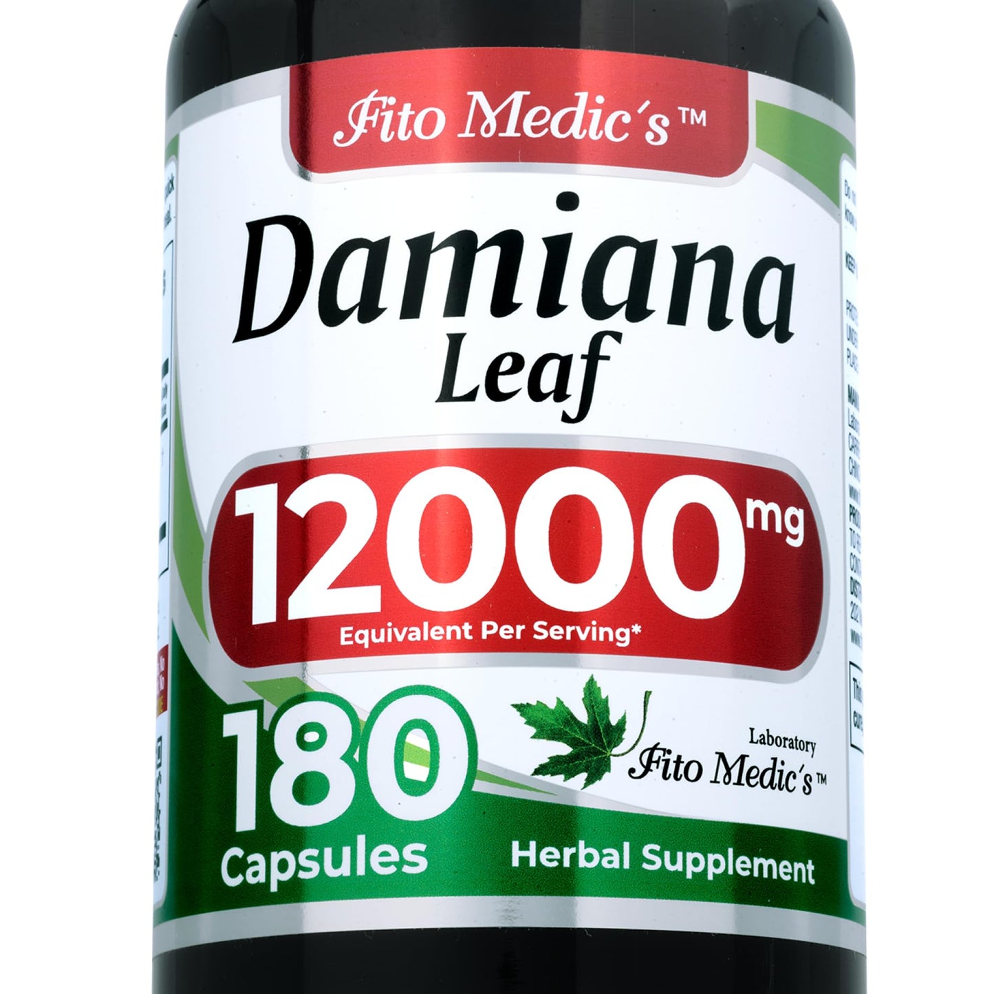 FITO MEDIC'S Damiana Leaf Capsules 180 Count