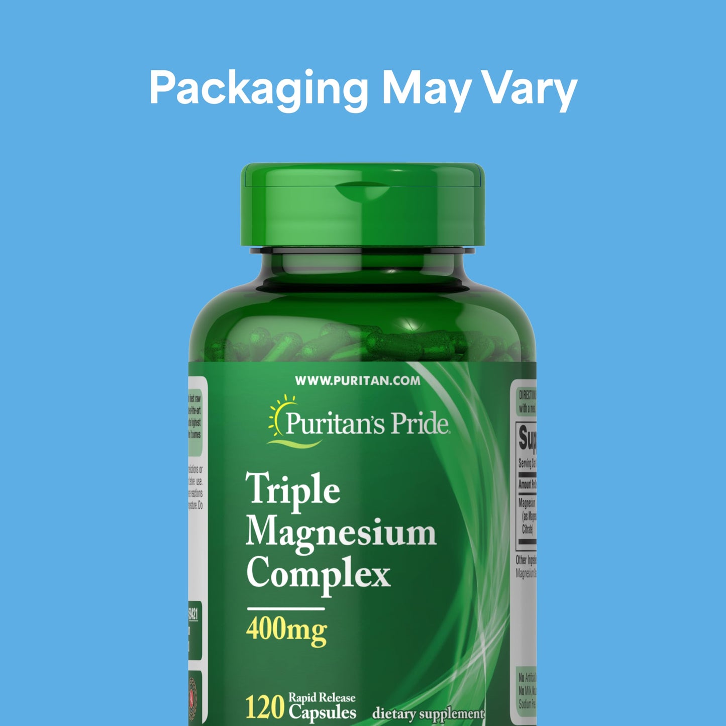 Puritan's Pride Triple Magnesium Complex with Magnesium Oxide, Aspartate, and Citrate 400mg Capsules 120 Count