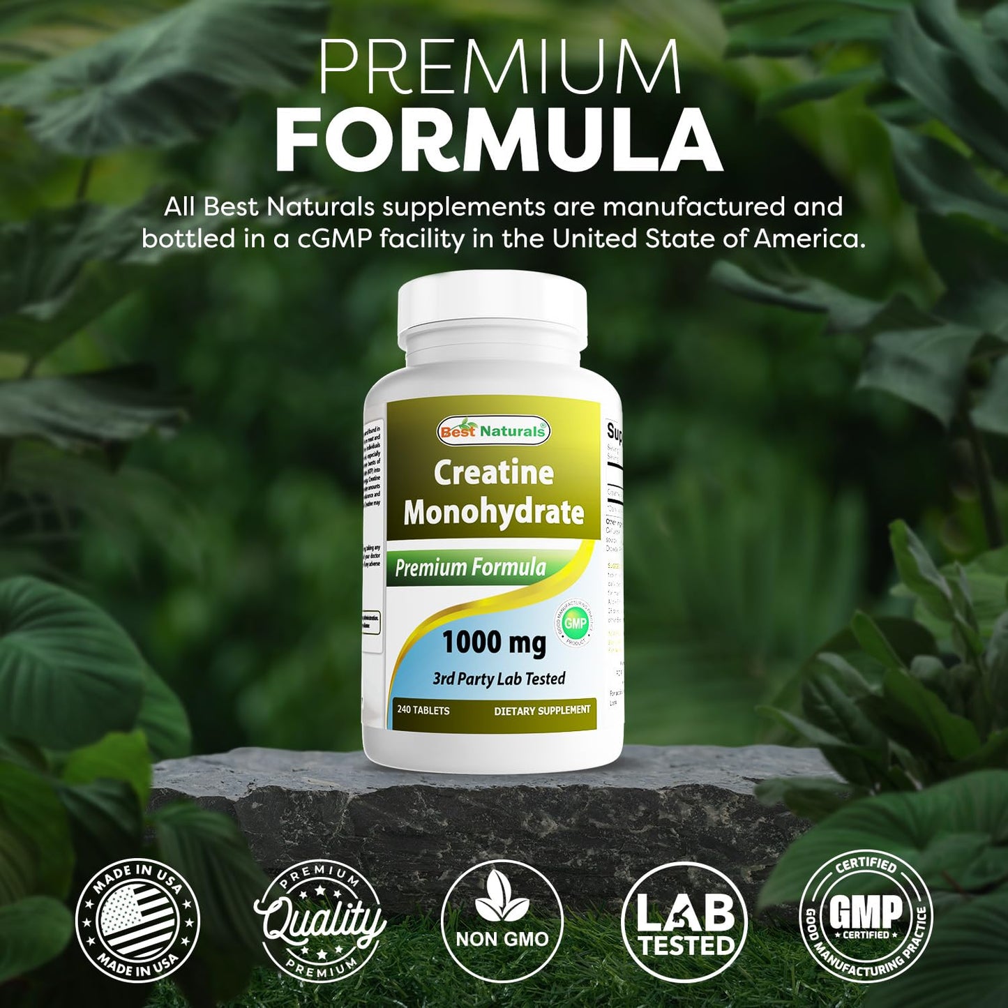 Best Naturals Creatine Monohydrate 1000 mg Tablet, 240 Tablets