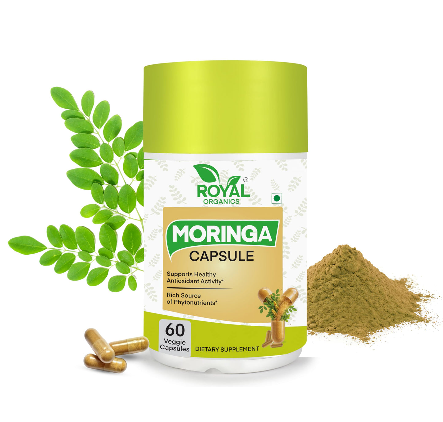 Royal Organics Moringa Capsule Supplement, 10:1 Extract, 500 mg, 60 Veggie Capsules