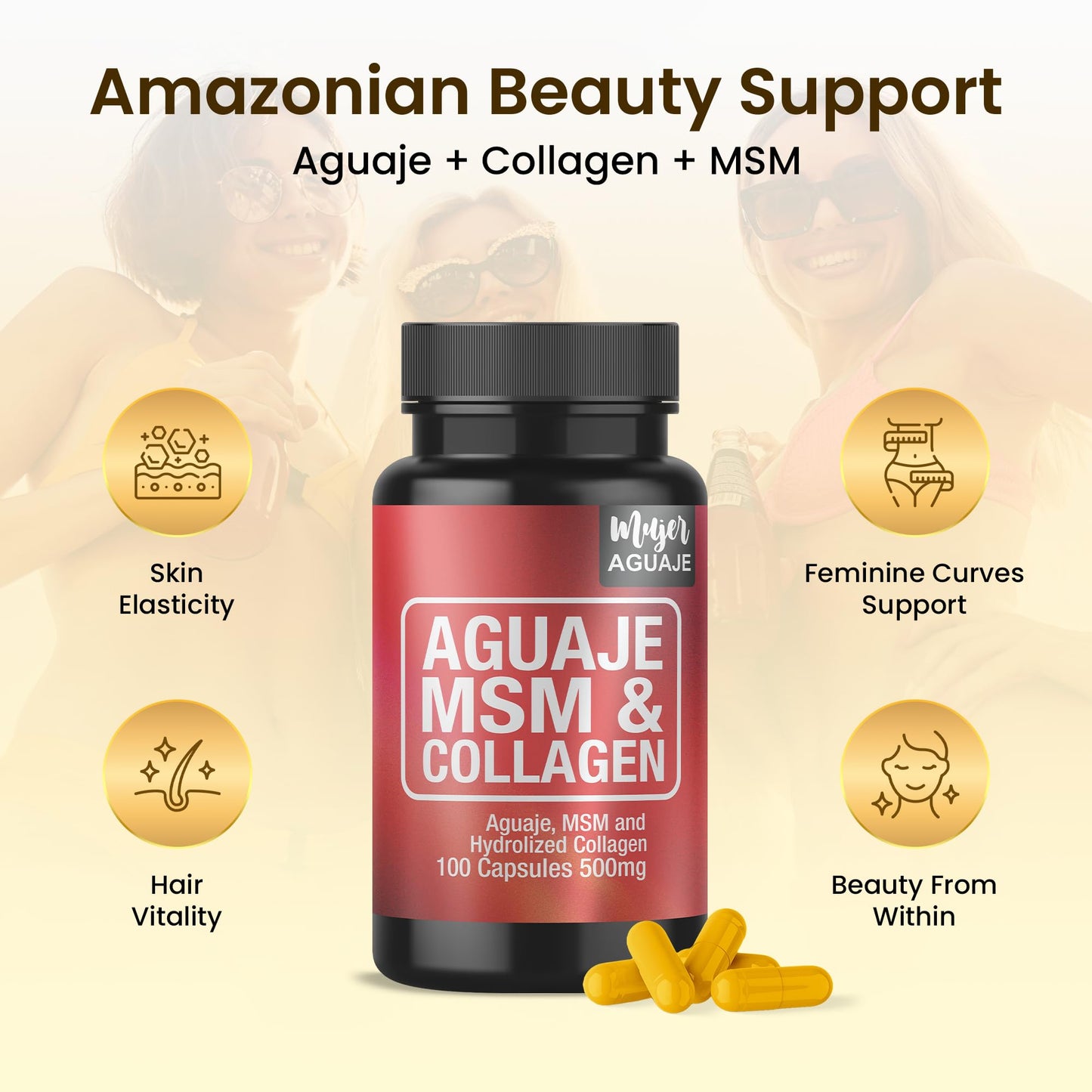 MUJER AGUAJE Collagen + MSM + Aguaje Capsule, 1 Count