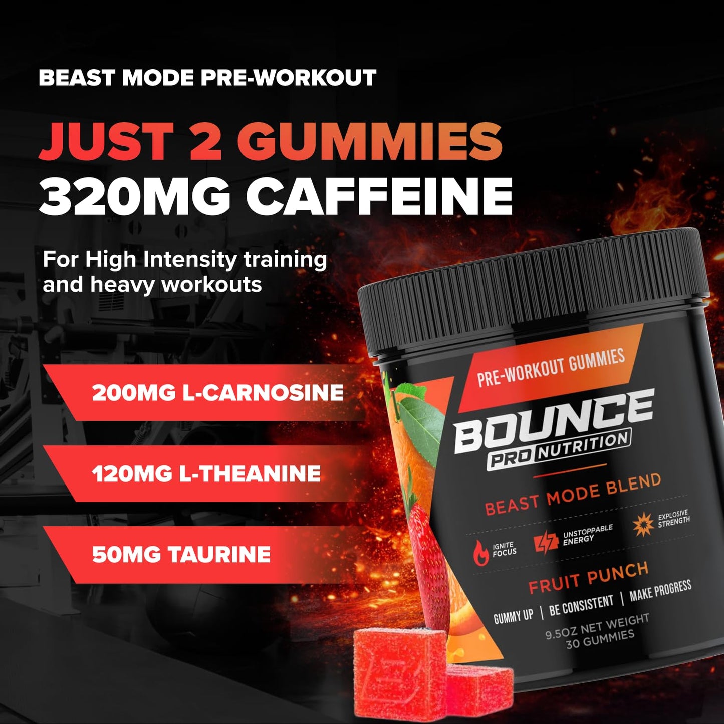Bounce Pro Beast Mode Pre Workout Gummy 30 Count