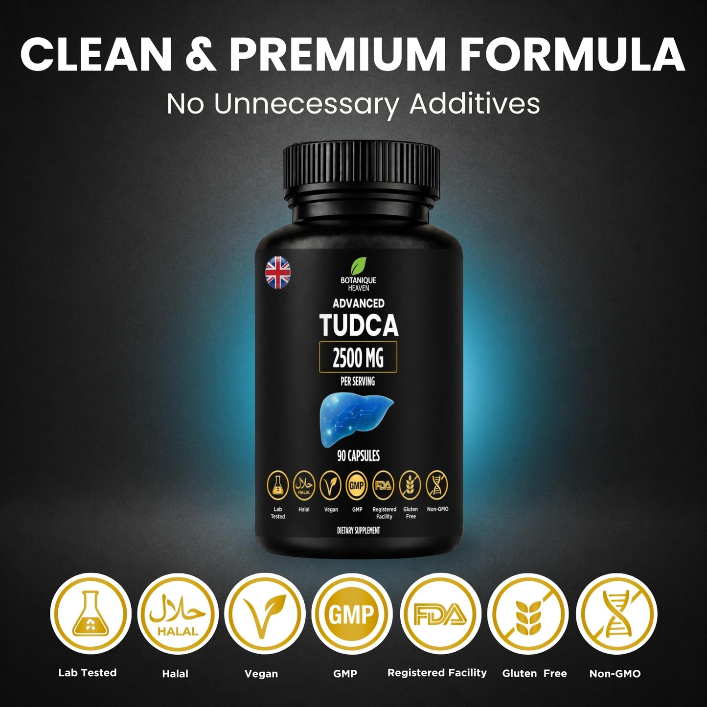 Botanique Heaven TUDCA 2500mg Capsules – Tauroursodeoxycholic Acid – Liver & Gallbladder Support – 90 Capsules