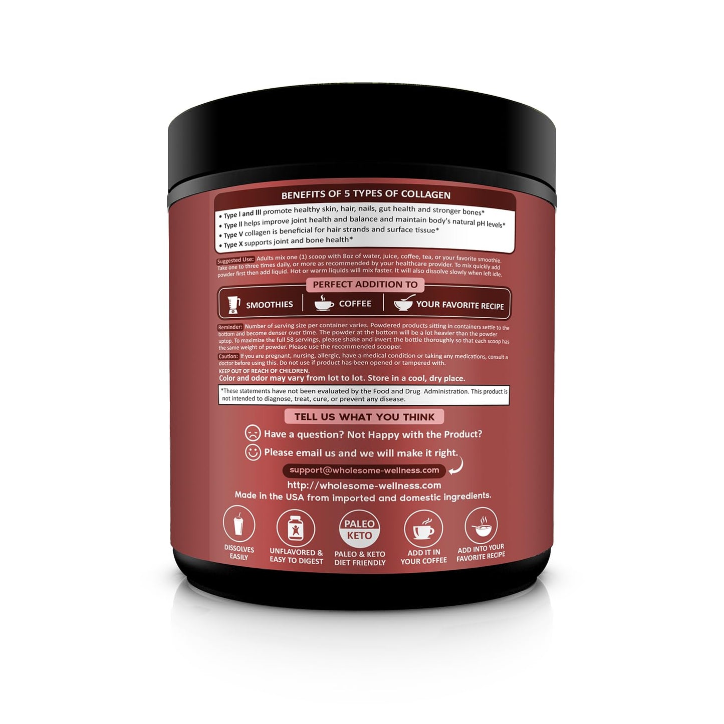 Wholesome Wellness Premium Multi Collagen Peptides Protein Powder, 16