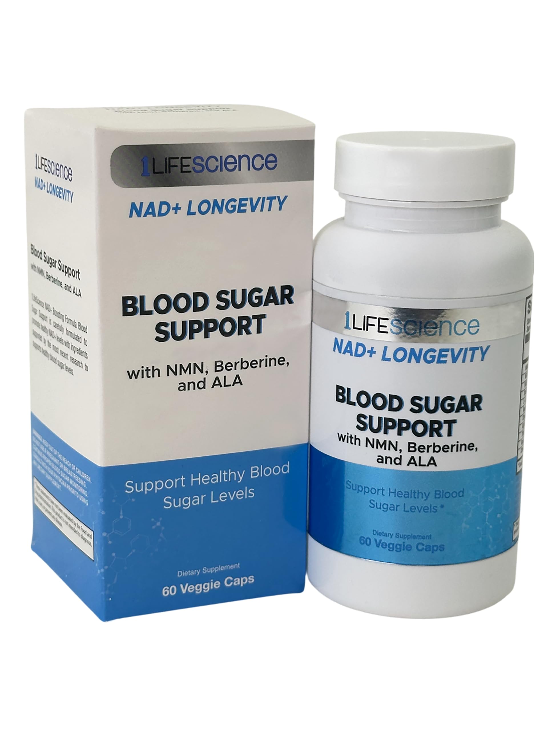1LifeScience Blood Sugar Blend NMN, Urolithin A, Berberine & Alpha Lipoic Acid NAD+ Support Capsule 60 Count