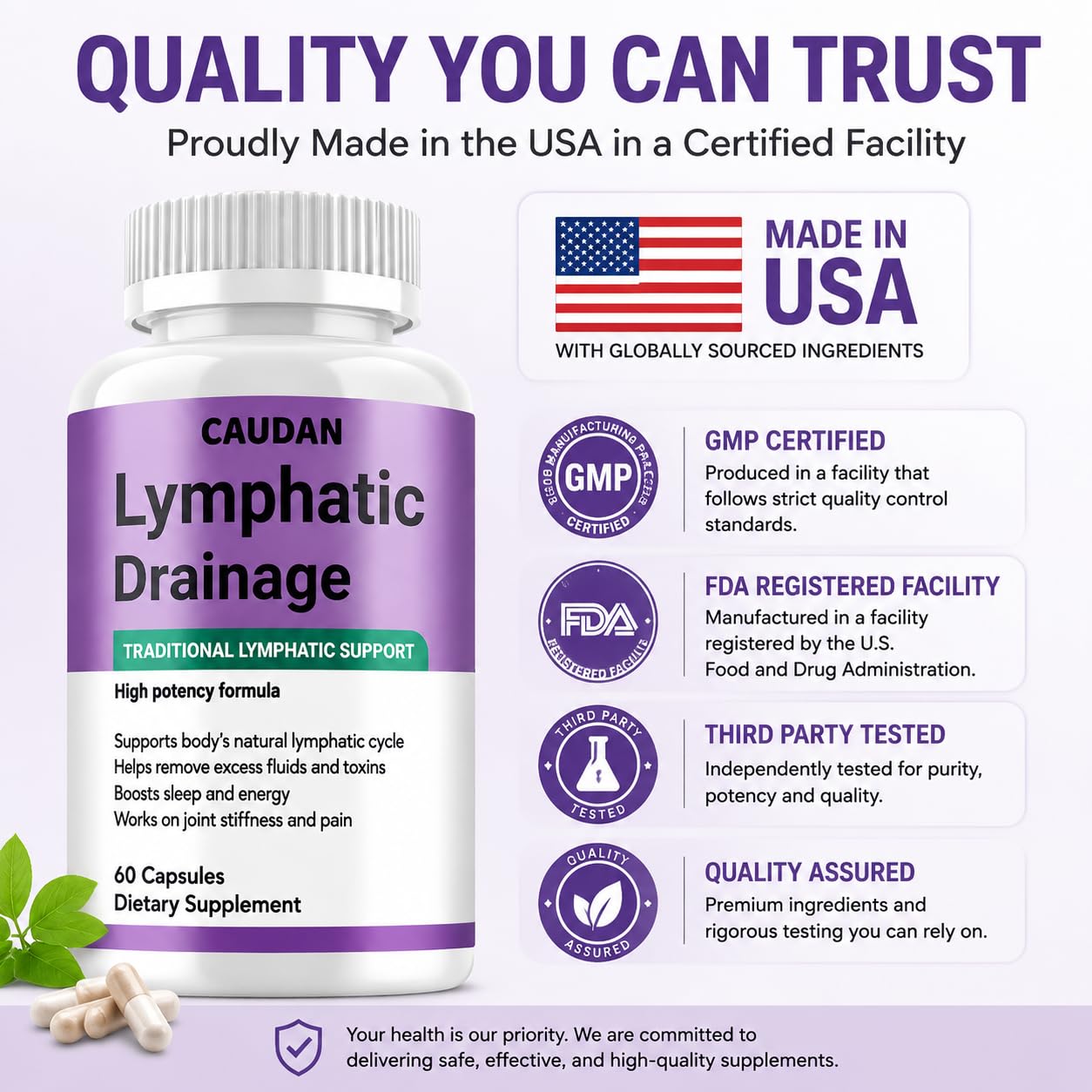 CAUDAN Lymphatic Drainage Supplement Capsule 60 Count