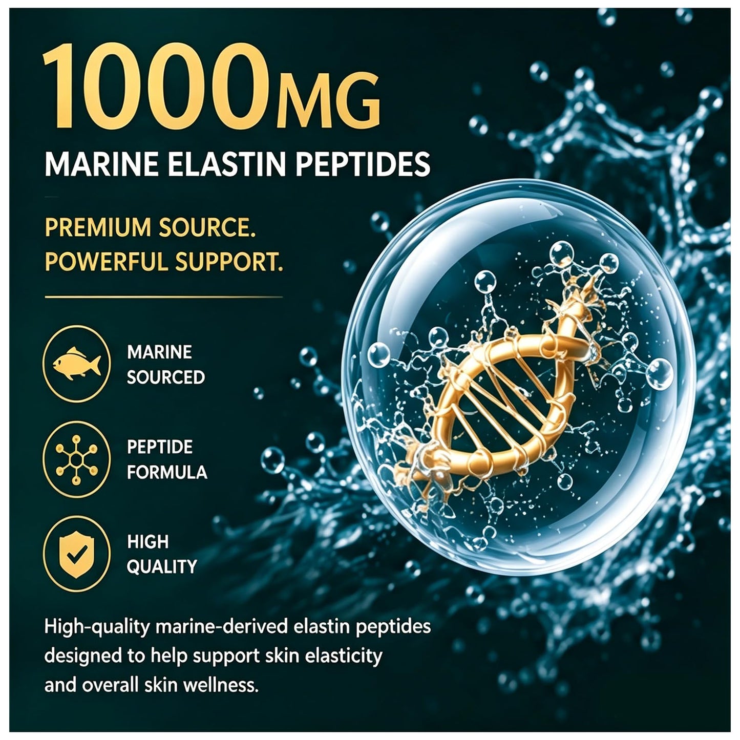 LABIXU Glowadin Elastin Peptides 1000mg Marine-Derived Peptide Formula Capsule, 60 Count