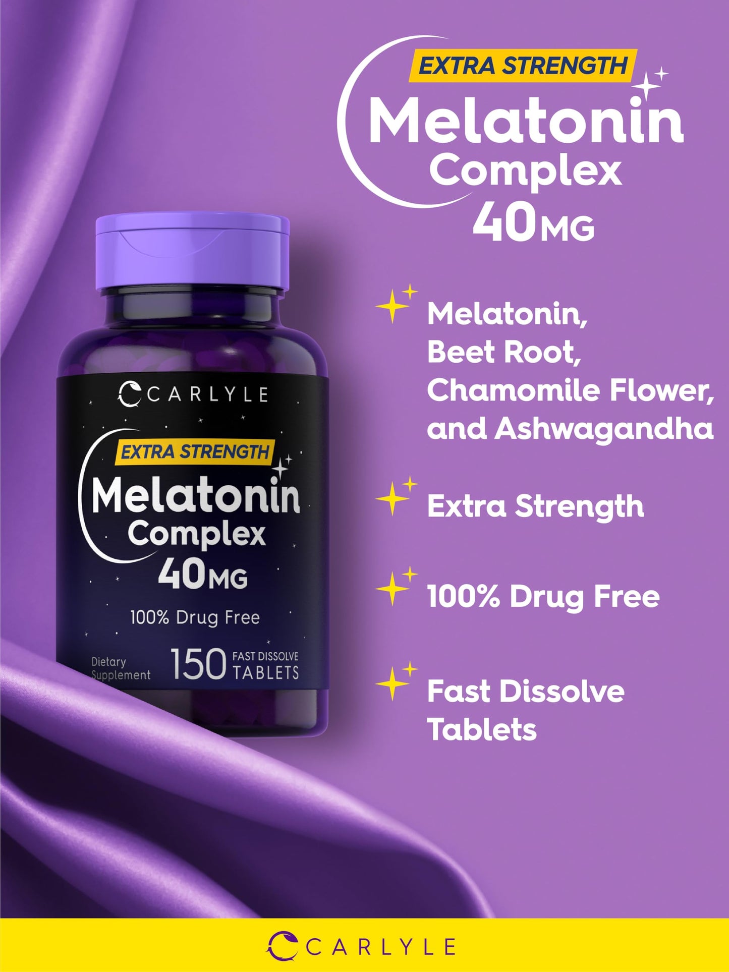 Carlyle Melatonin 40mg Complex Tablets, 150 Count