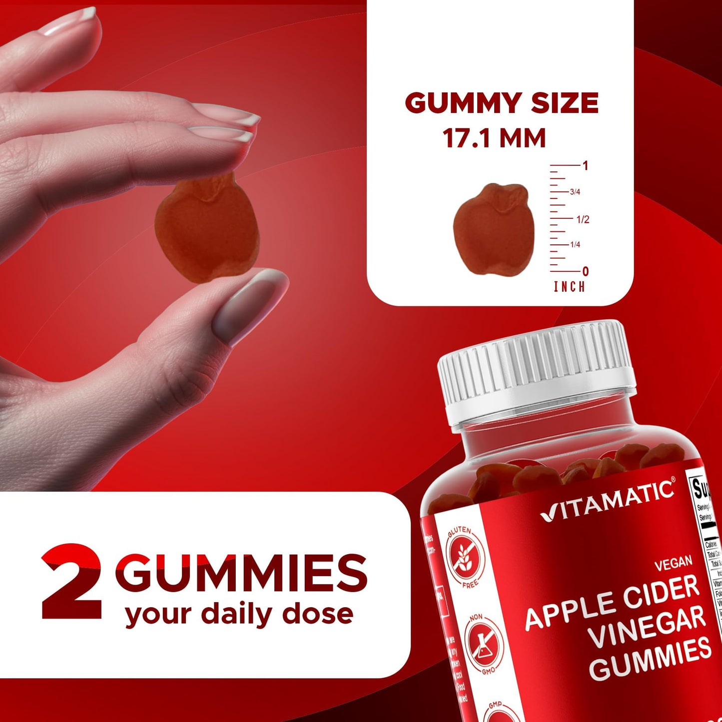 Vitamatic Apple Cider Vinegar Gummies 60 Count