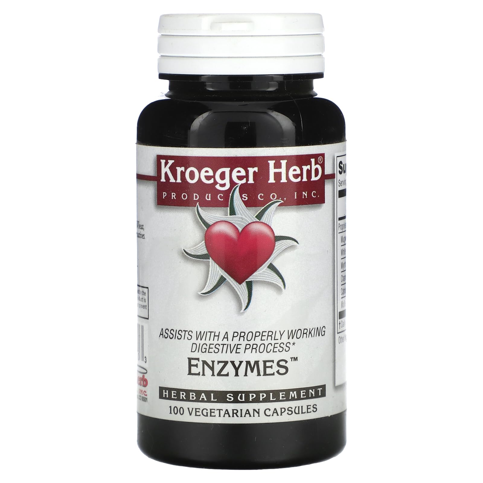 Kroeger Herb Products Enzymes Veggie Capsules, 100 Capsules