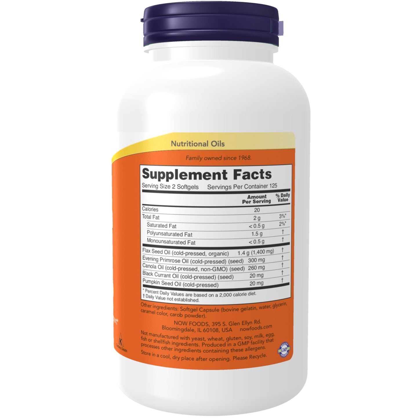 NOW Foods Omega 3-6-9 1000 mg with a blend of Flax Seed, Evening Primrose, Canola, Black Currant and Pumpkin Seed Oils Softgels 250