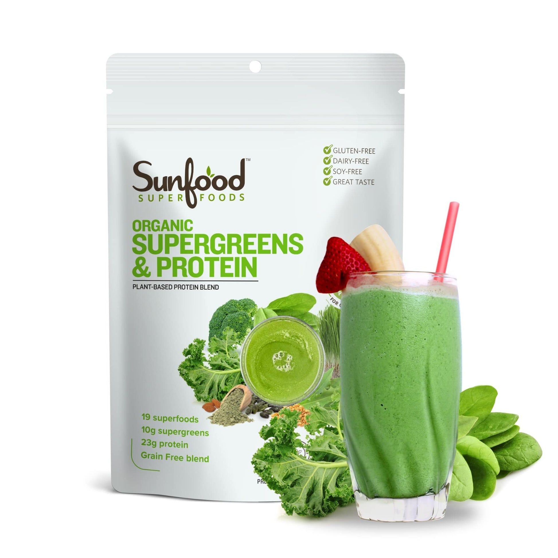 Sunfood Superfoods Organic Supergreens & Protein Powder 1.48 oz