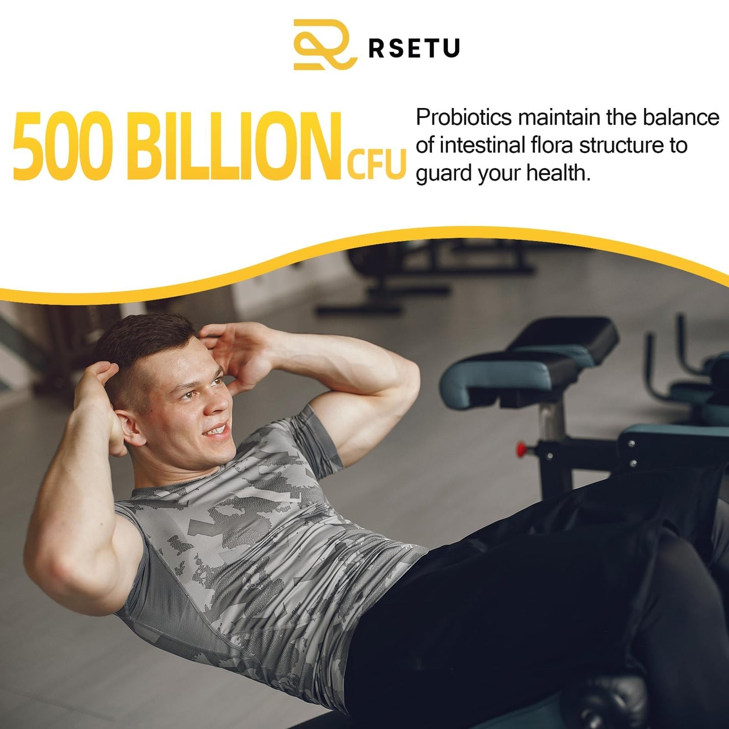 RSETU Probiotics for Men Capsule 60 Count - 500 Billion CFUs & 12 Strains with Turmeric Cranberry Goji