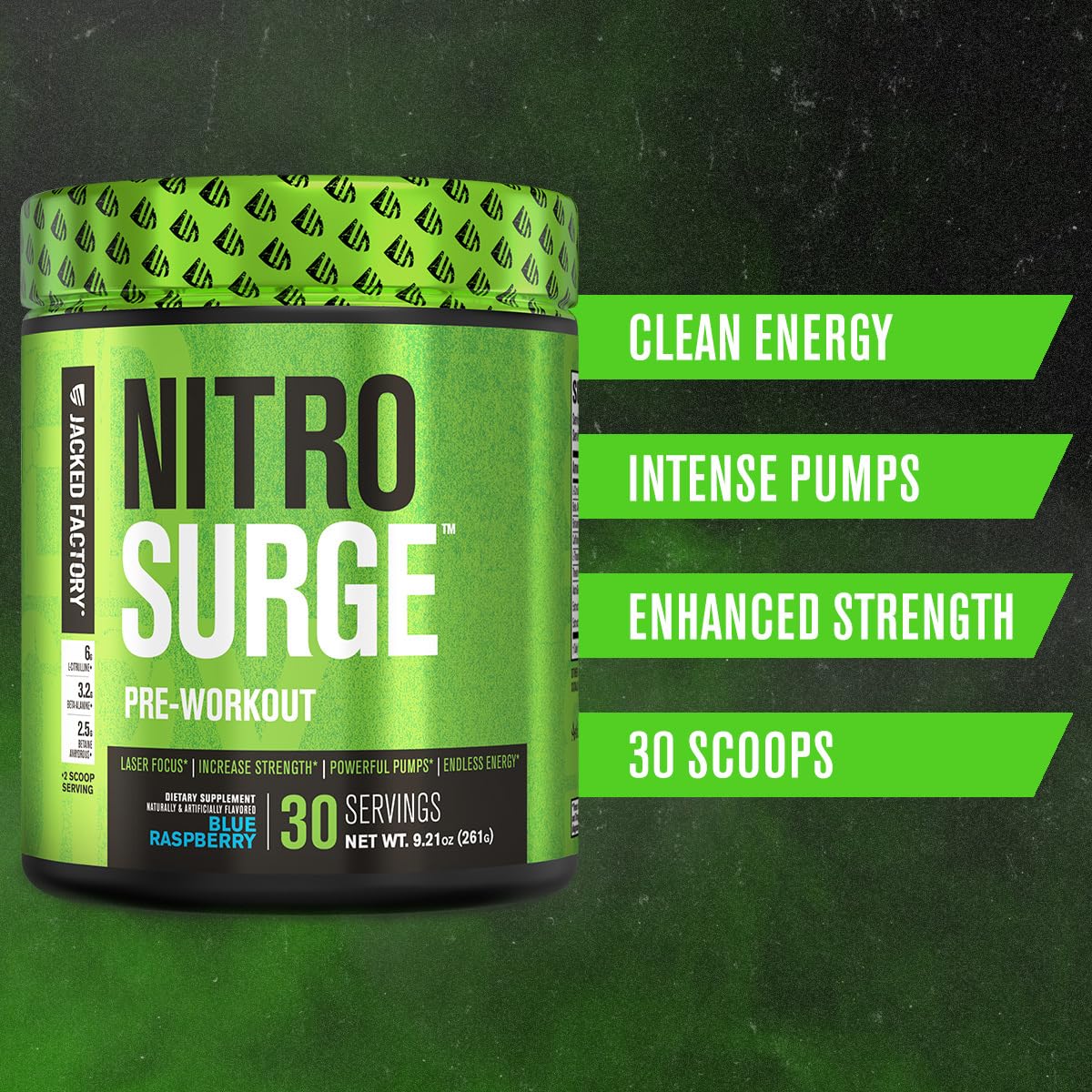 Jacked Factory NITROSURGE Pre Workout Supplement Powder 180 Servings