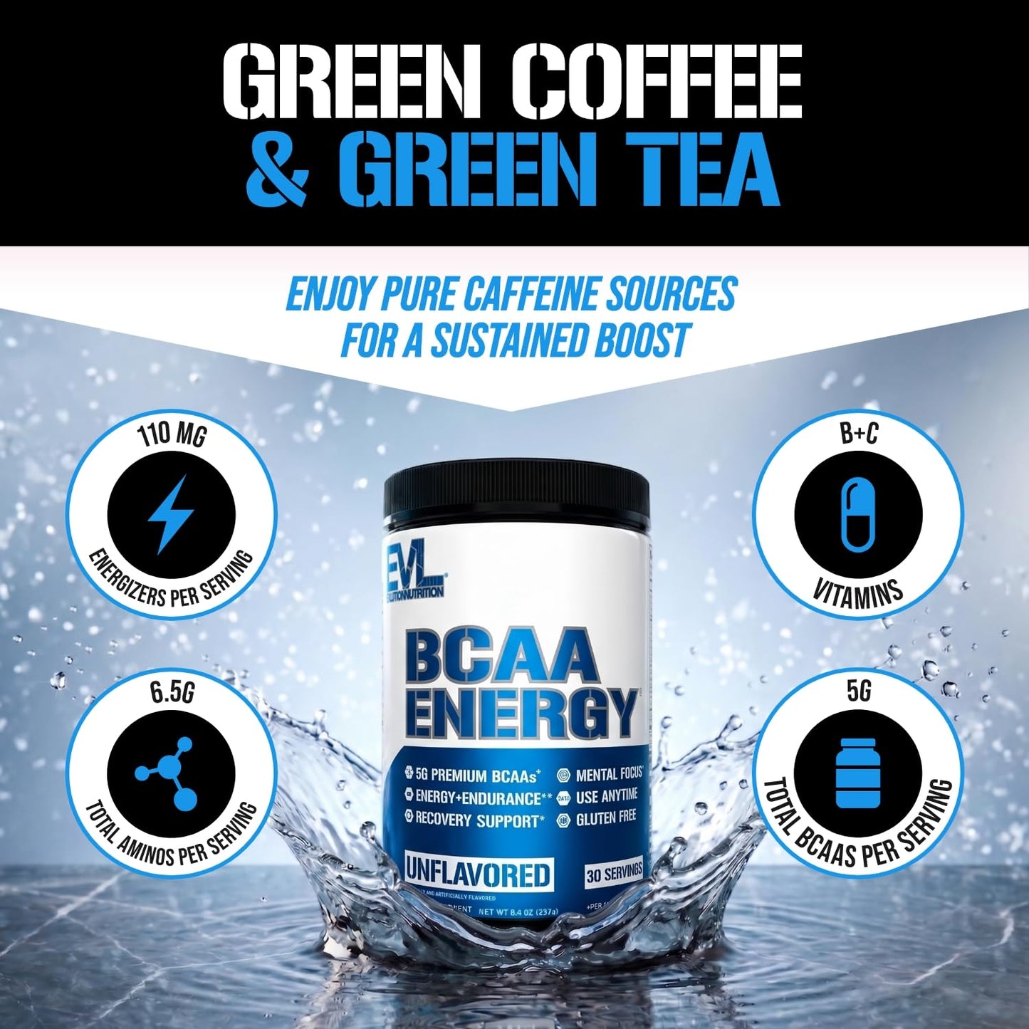 Evlution BCAAs Amino Acids Powder - 8.4 Ounce - Unflavored