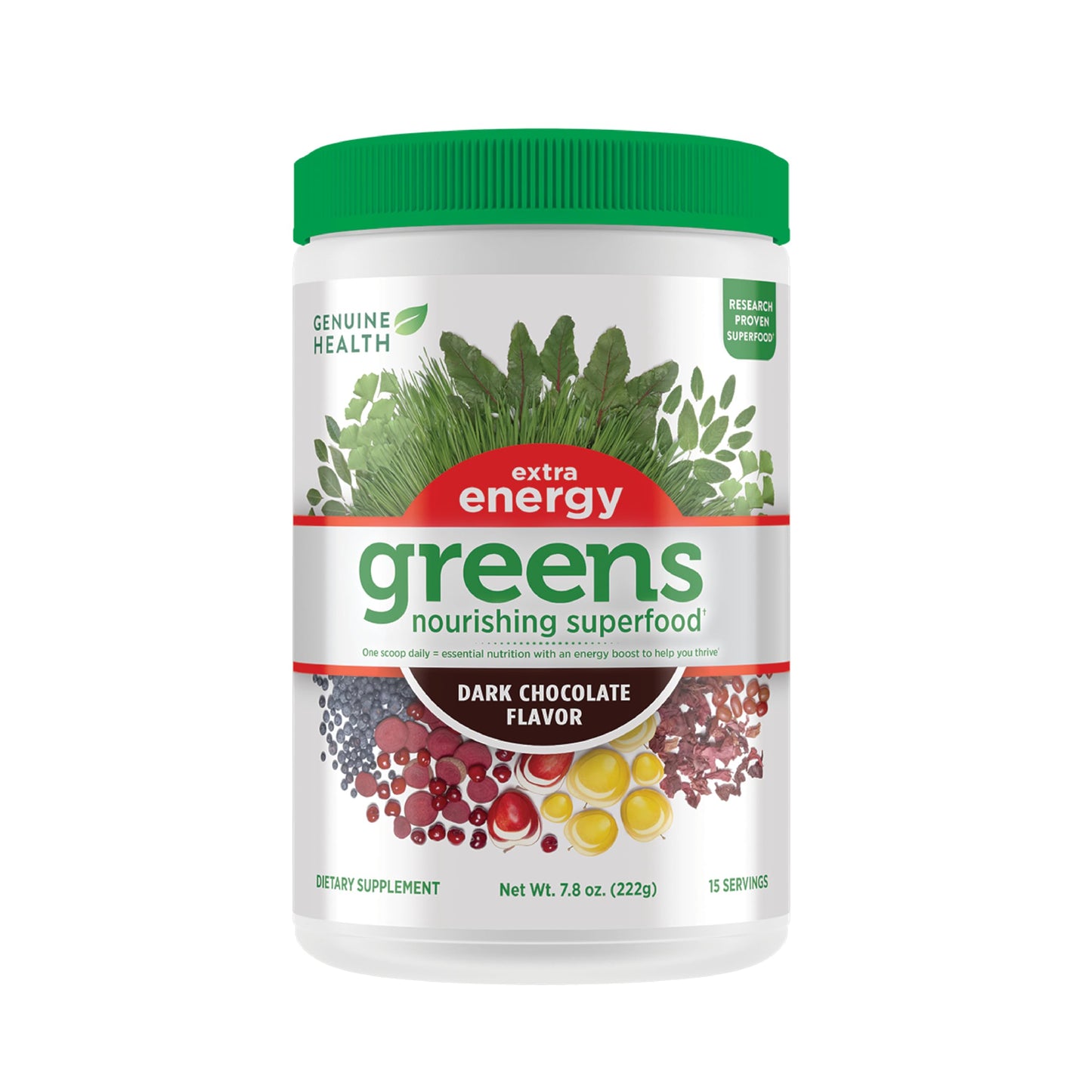Genuine Health Greens + Extra Energy Superfood Powder, 7.8 oz