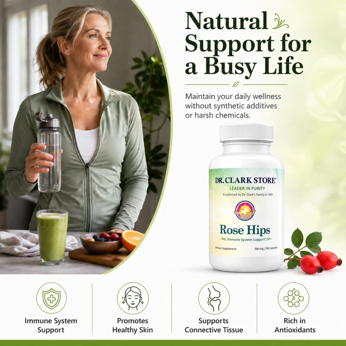 Dr Clark Store Rose Hips Supplement Capsules 100
