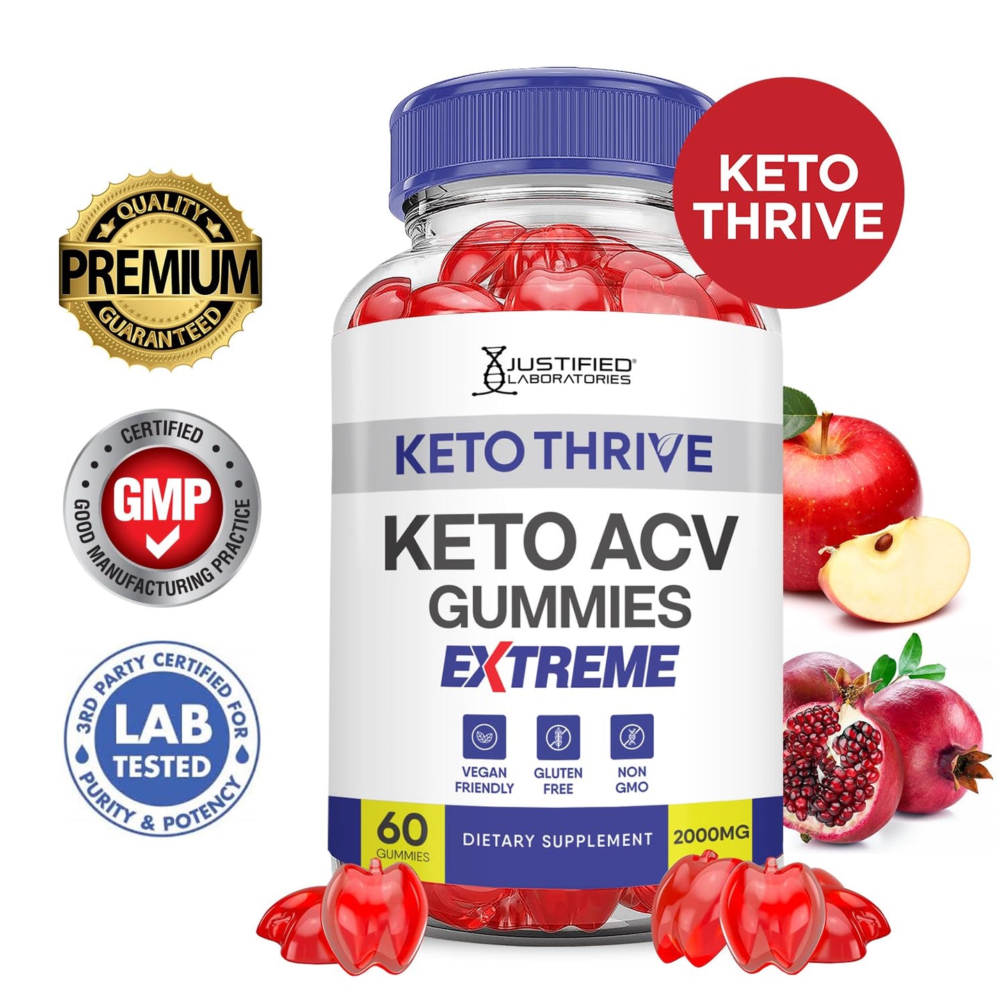 Justified Laboratories Keto Thrive Keto ACV Gummies Extreme 2000MG Gummy 300 Gummies
