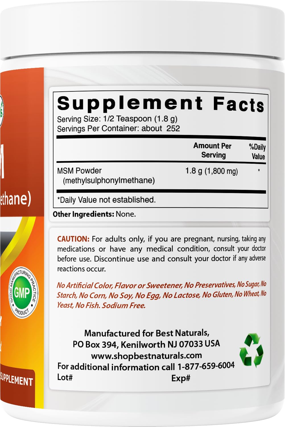 Best Naturals MSM Powder, 16 oz